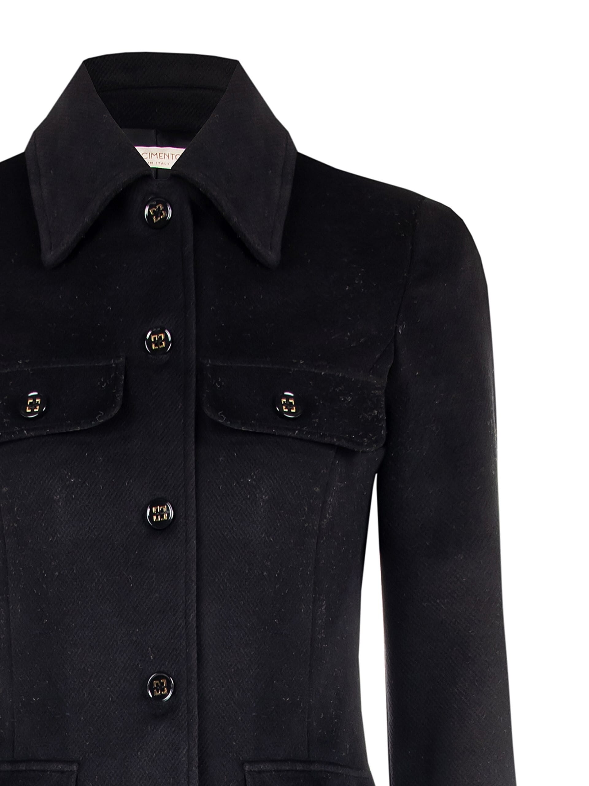 Medium Velour Coat With Maxi Outer Pockets Rinascimento