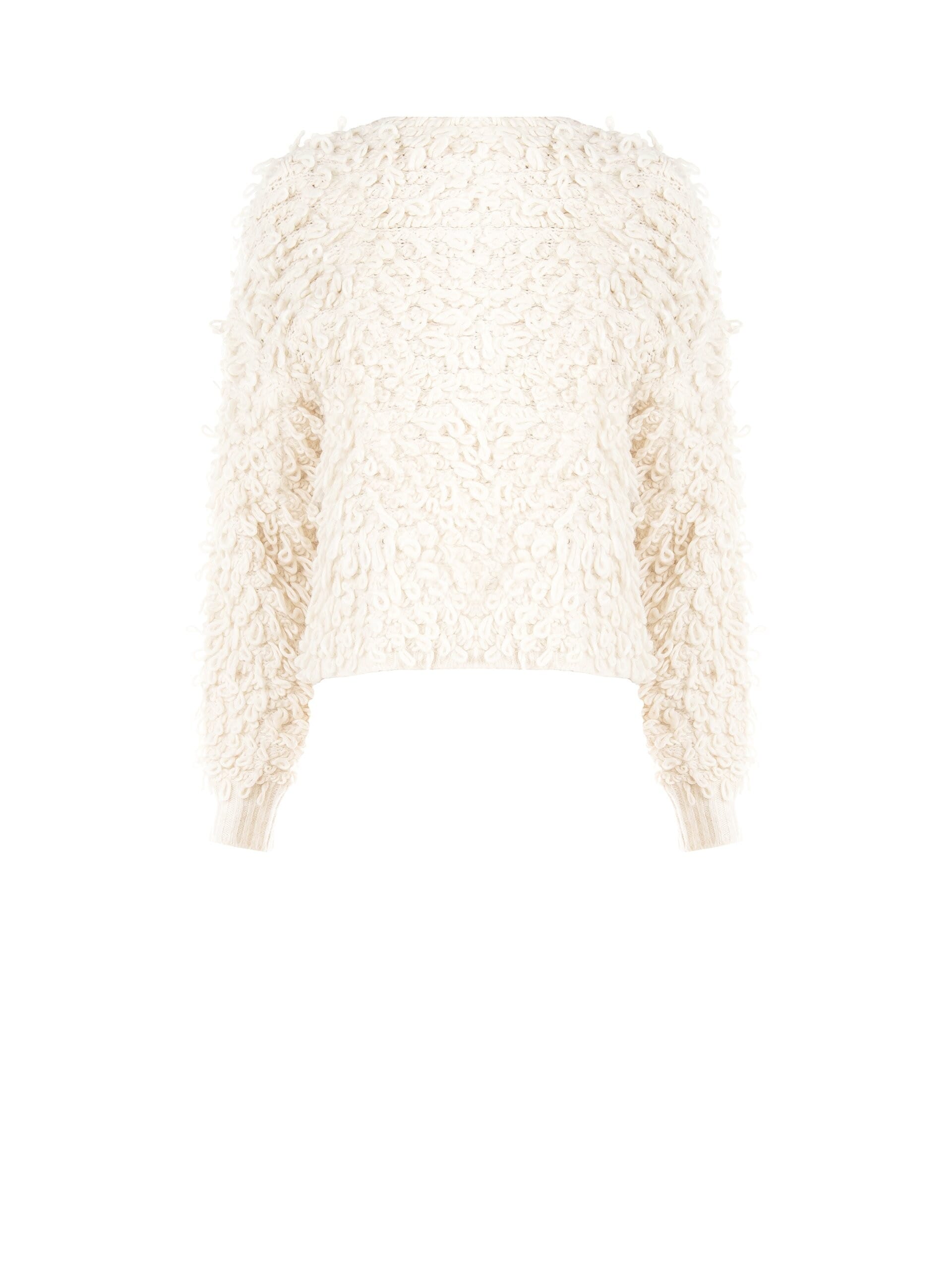 Maglione Cardigan In Punto Bouclé Con Bottone Logo Rinascimento