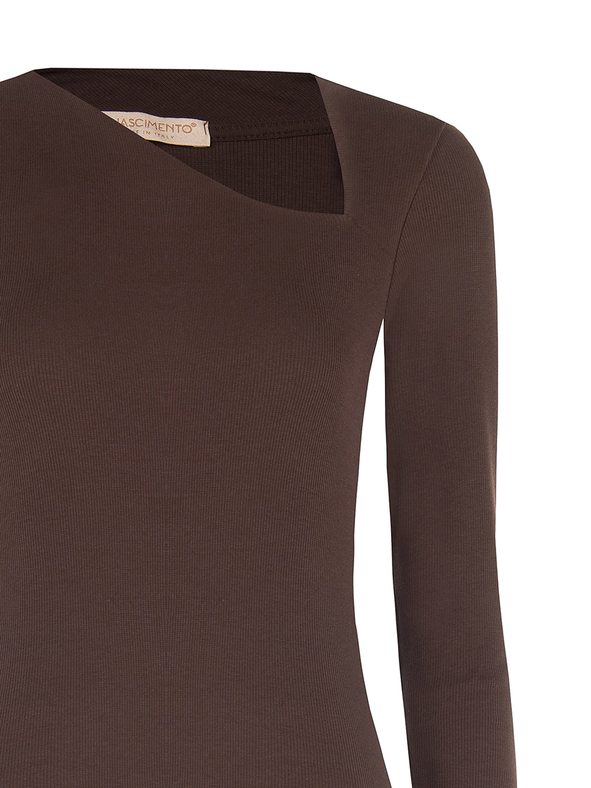 Slim Fit Cotton Blend Top With Asymmetrical Neckline Rinascimento