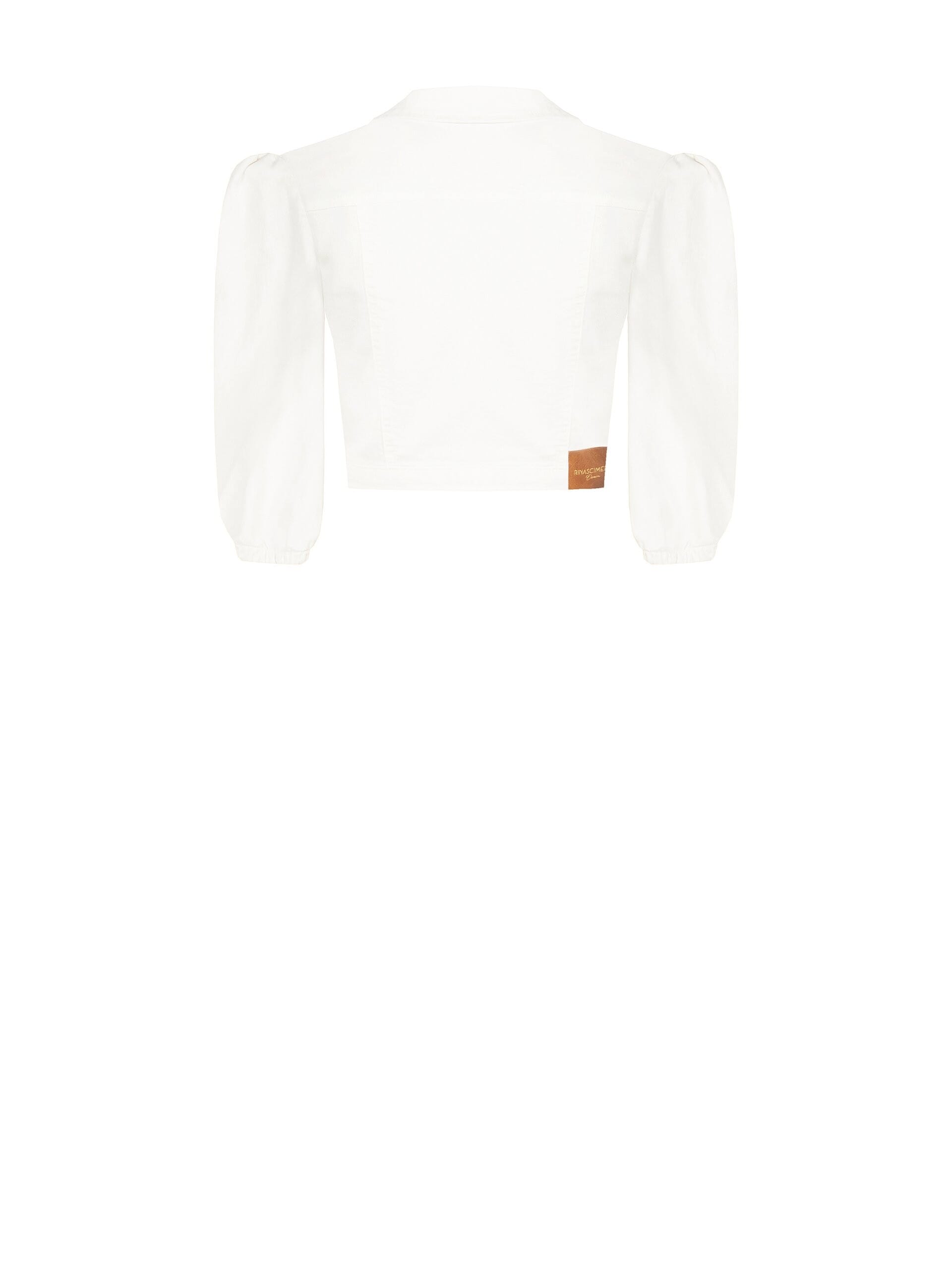 Crop Stretch Jeans Jacket With Pockets Rinascimento