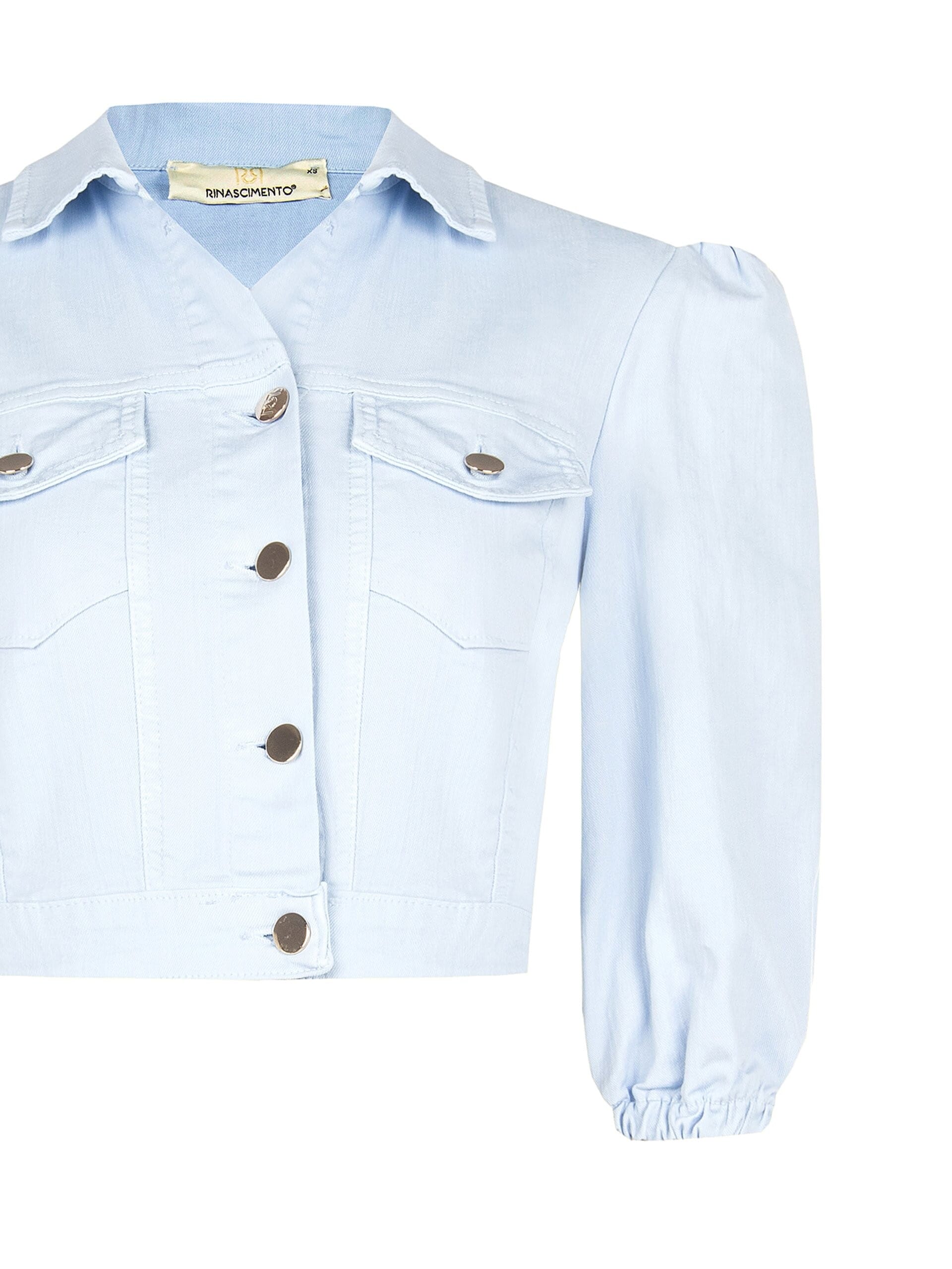 Crop Stretch Jeans Jacket With Pockets Rinascimento