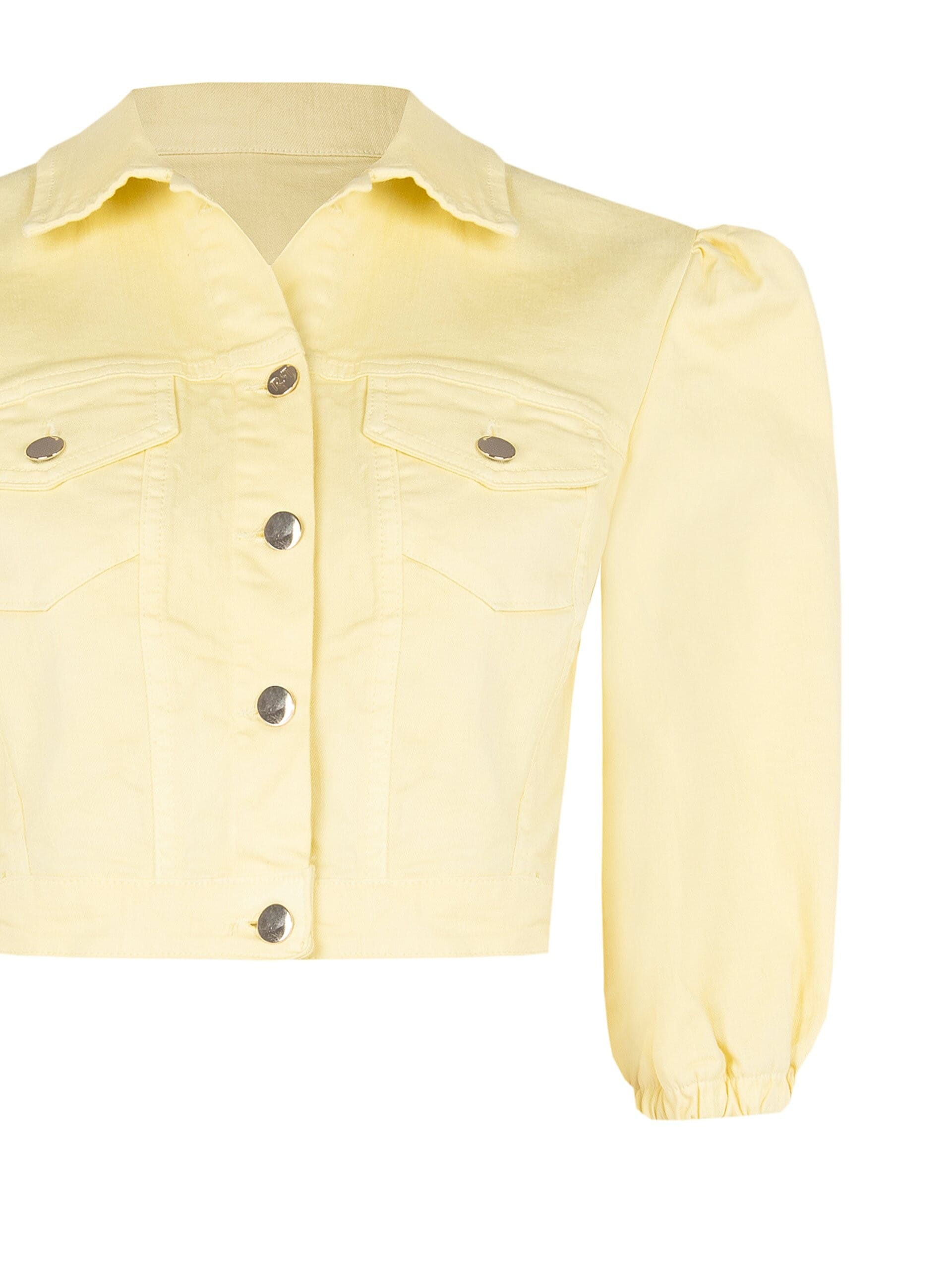 Crop Stretch Jeans Jacket With Pockets Rinascimento