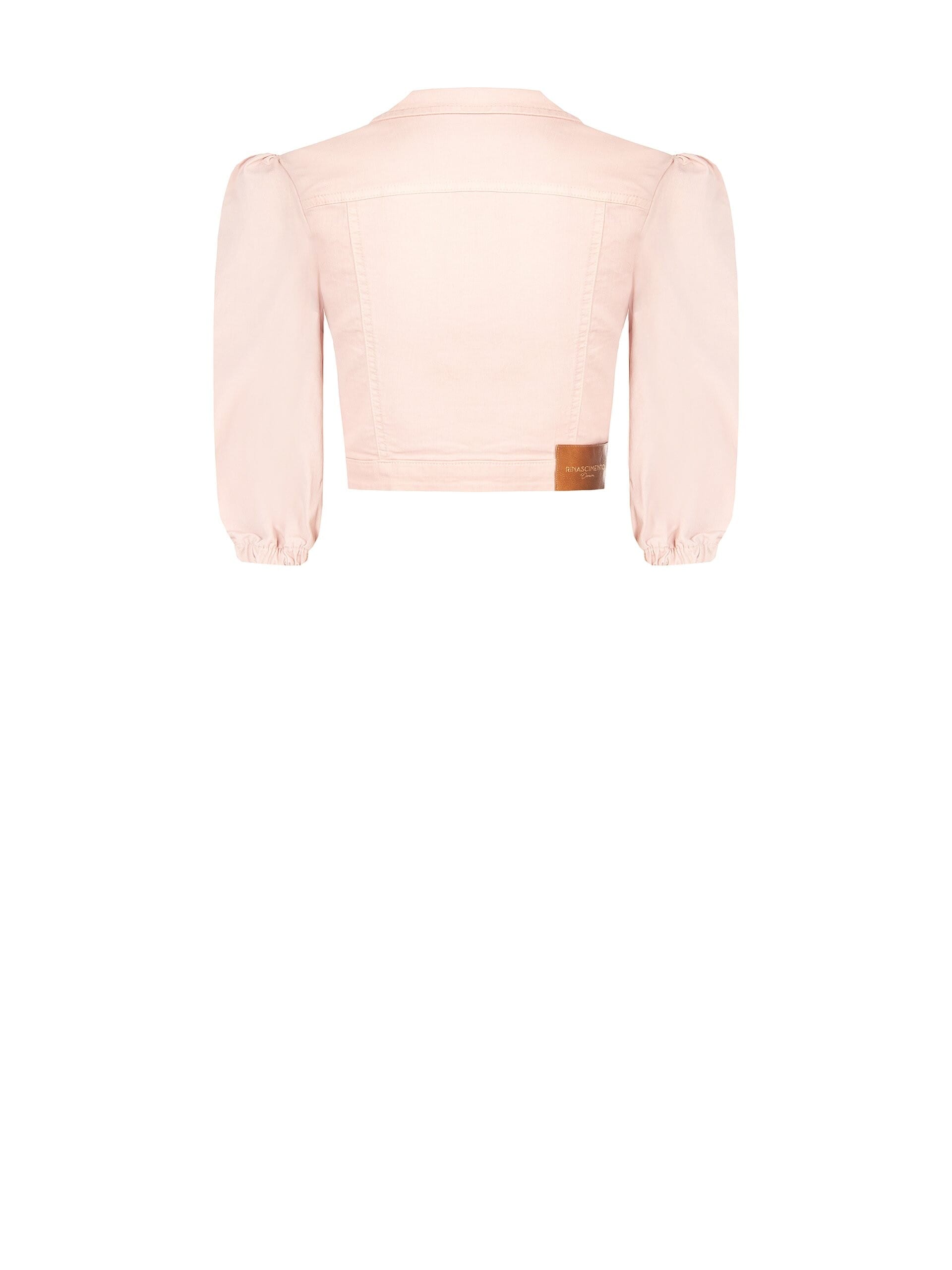 Crop Stretch Jeans Jacket With Pockets Rinascimento