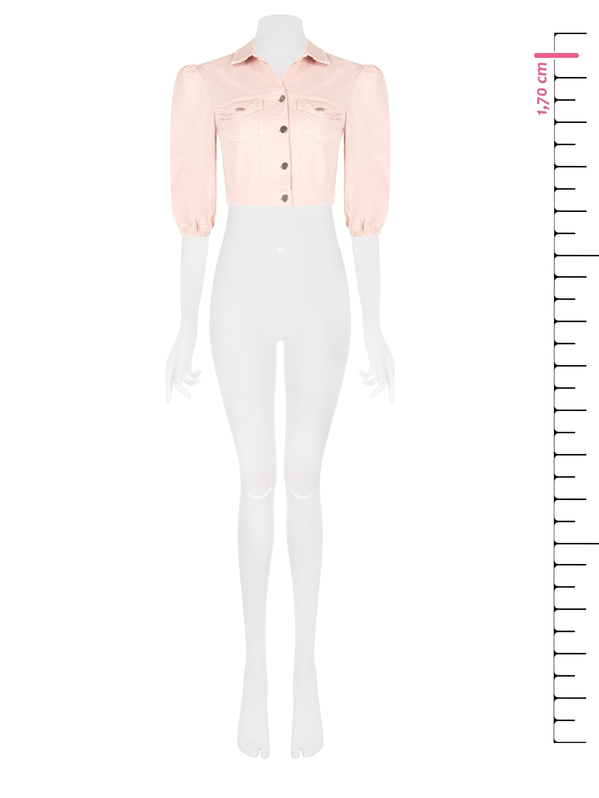 Crop Stretch Jeans Jacket With Pockets Rinascimento