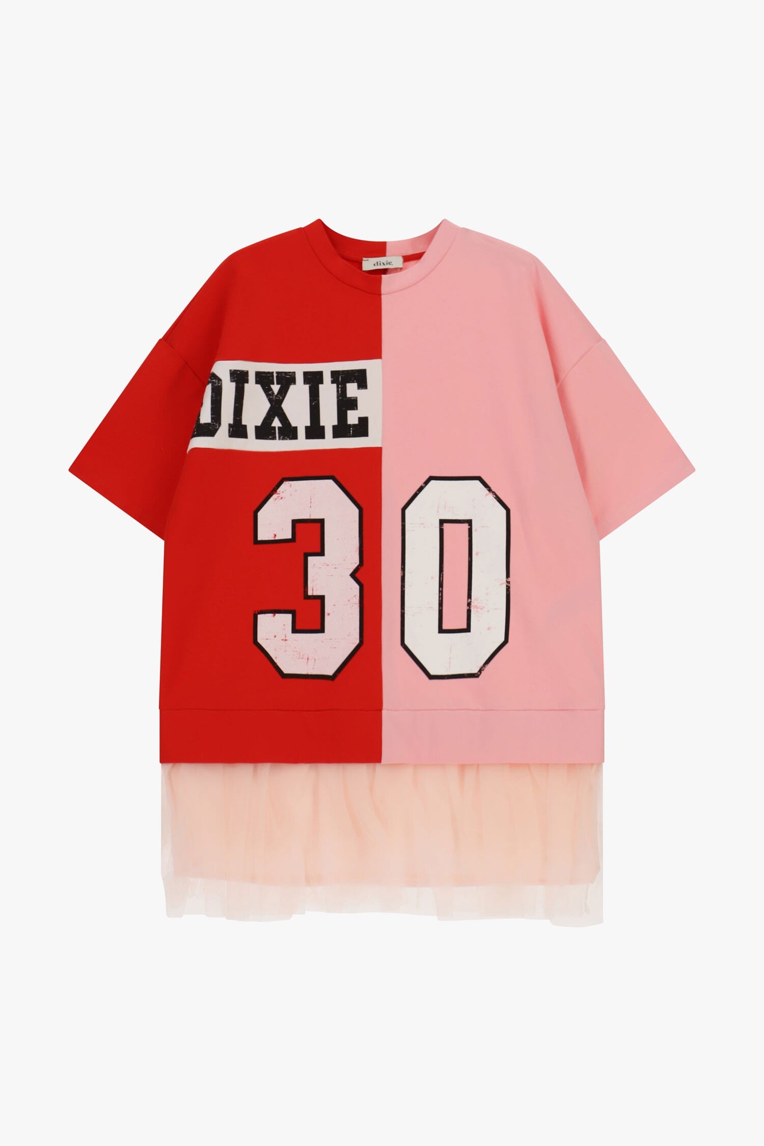 Short Dress With Tulle And Colorblock Print Dixie