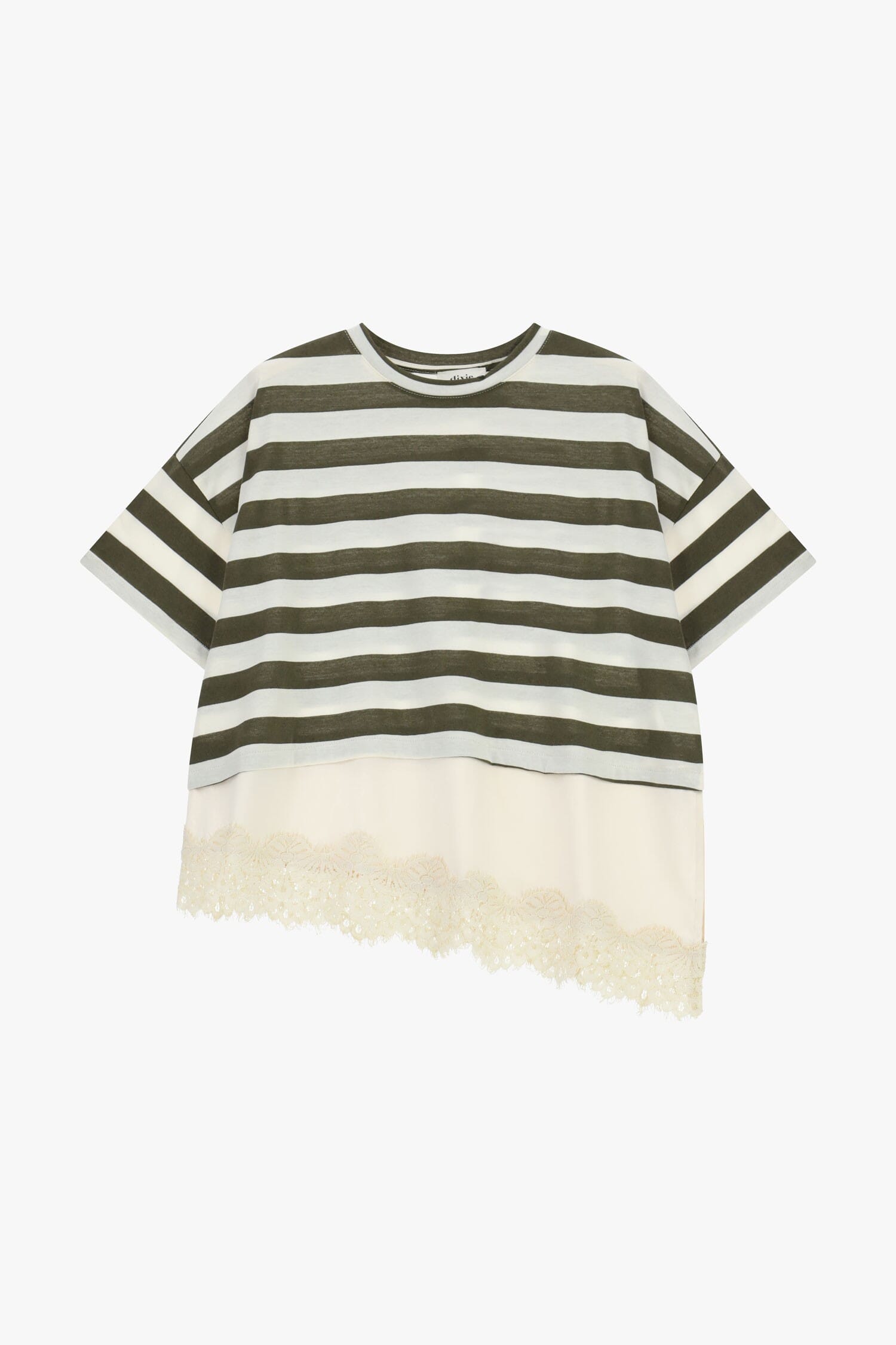 Dixie Striped T-Shirt With Asymmetrical Lace Insert