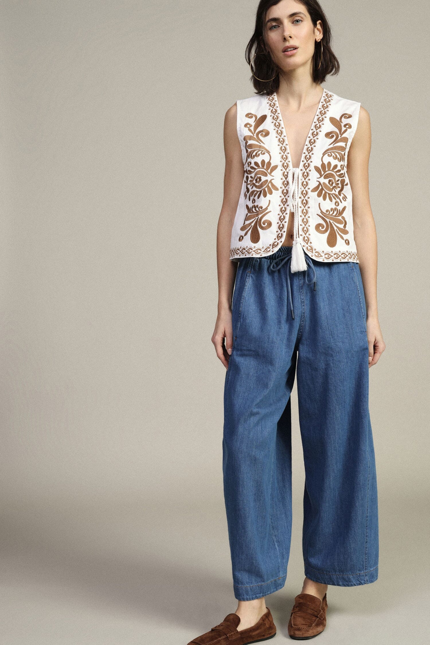 Wide Palace Trousers With Elasticated Waist And Drawstring Dixie