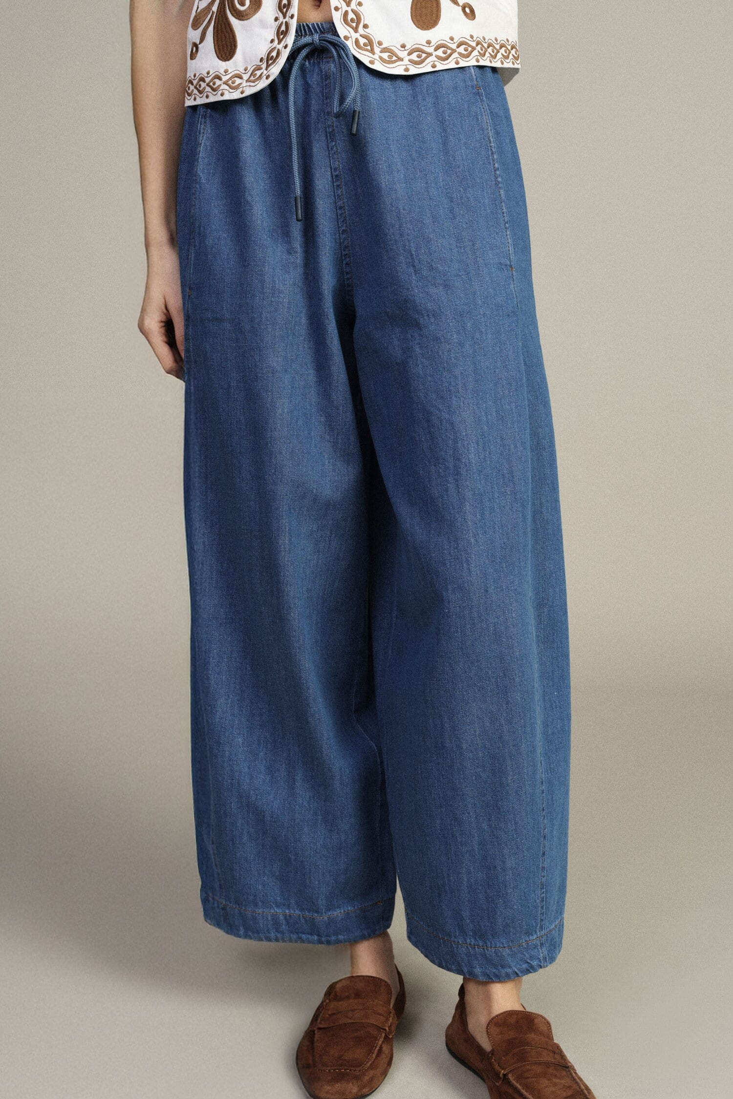Wide Palace Trousers With Elasticated Waist And Drawstring Dixie