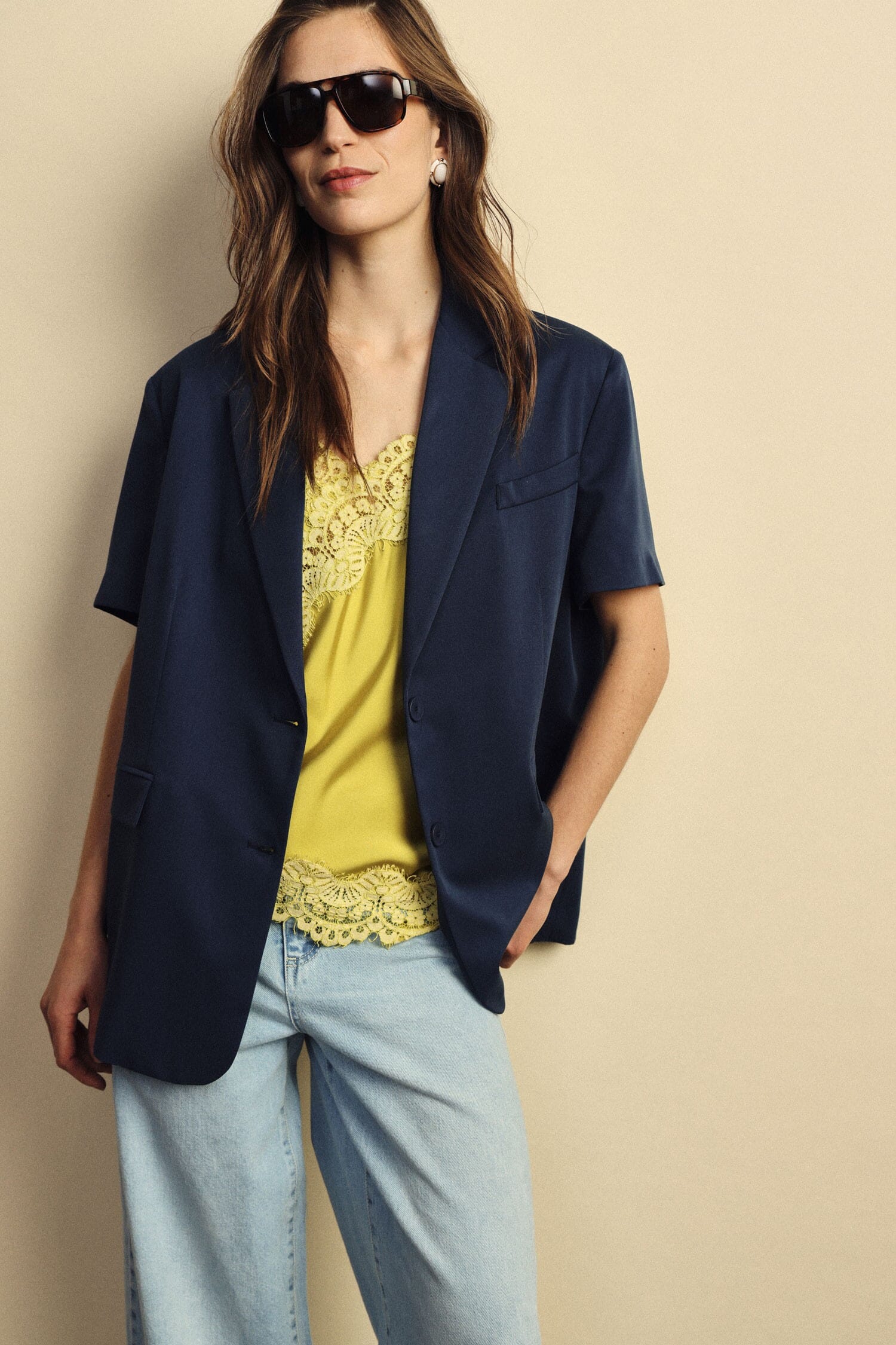 Blazer Maniche Corte Con Tasche A Filetto Dixie