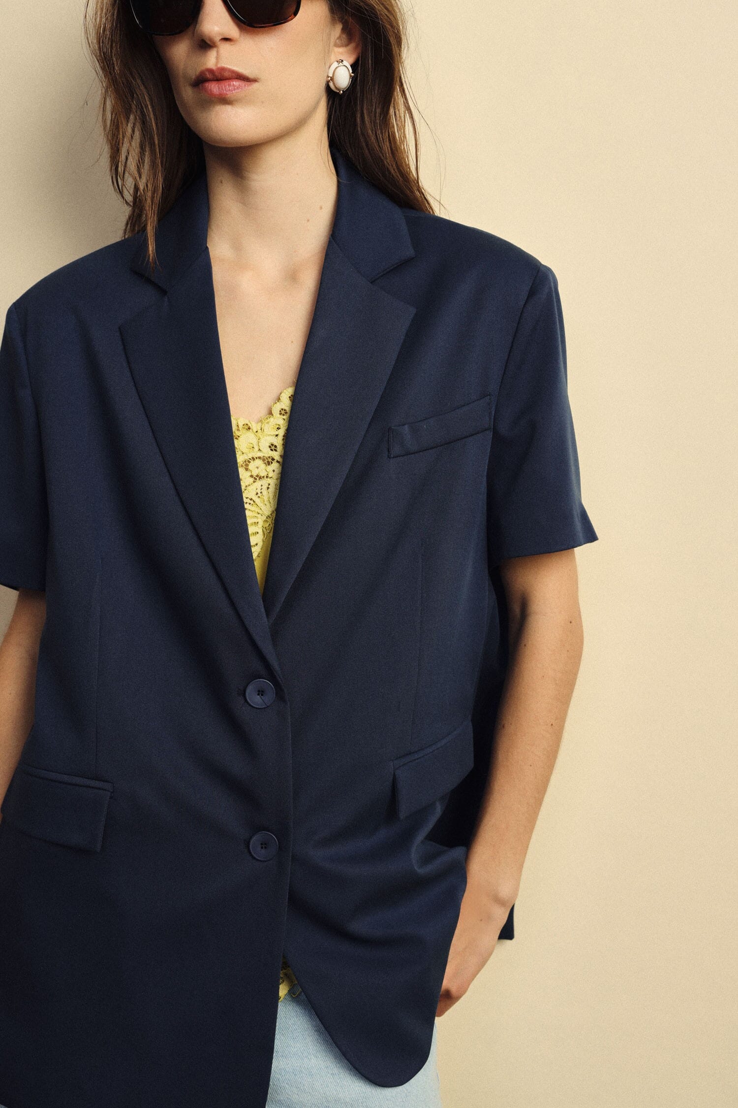 Blazer Maniche Corte Con Tasche A Filetto Dixie