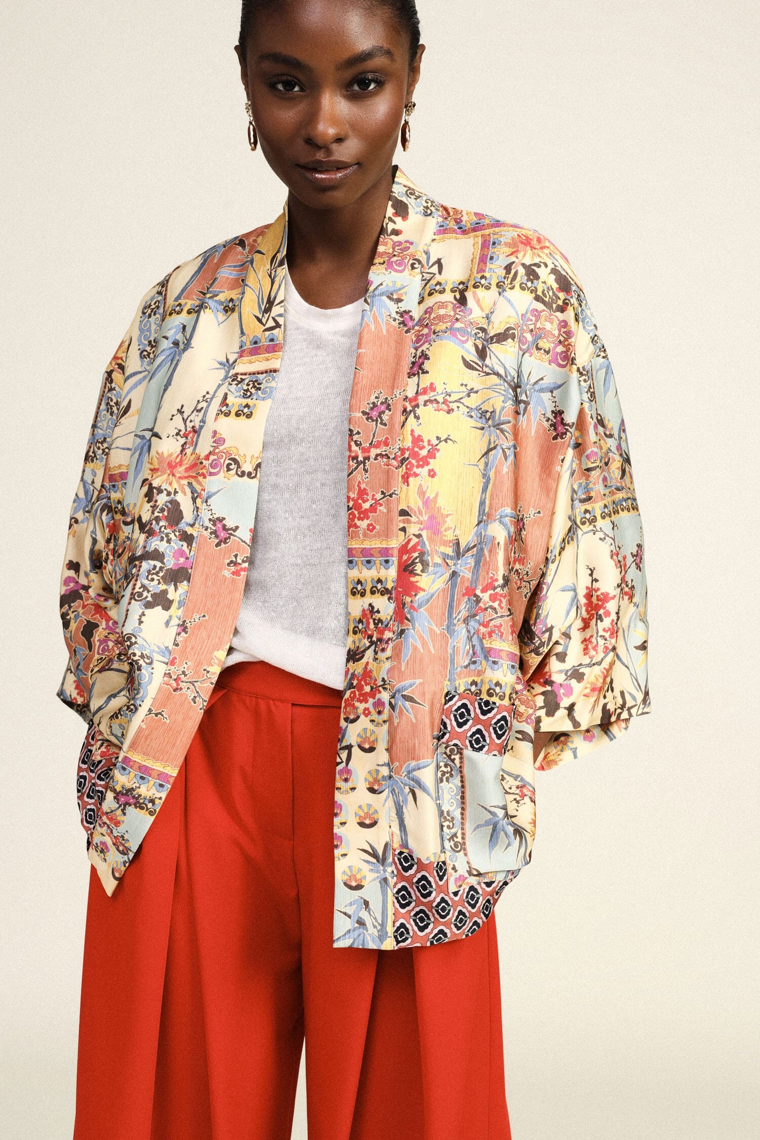 Coat Duster Fantasy Patchwork Wide Sleeve Dixie