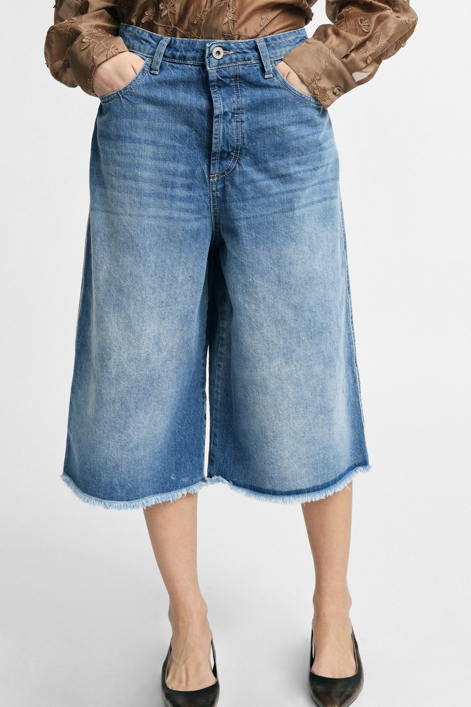 Bermuda à cinq poches avec ourlet effiloché Please