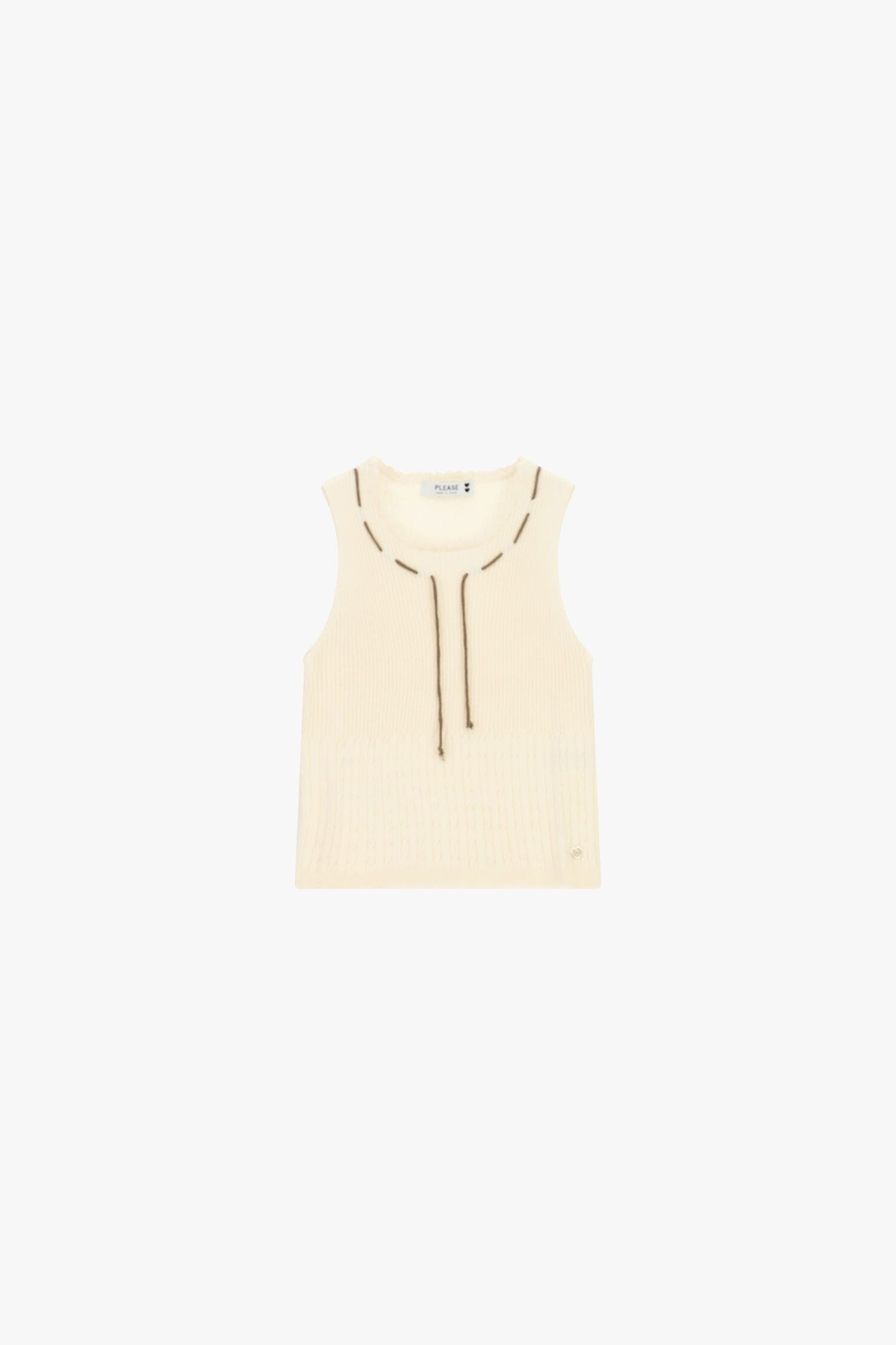 Ribbed Sleeveless Top With Tie Please