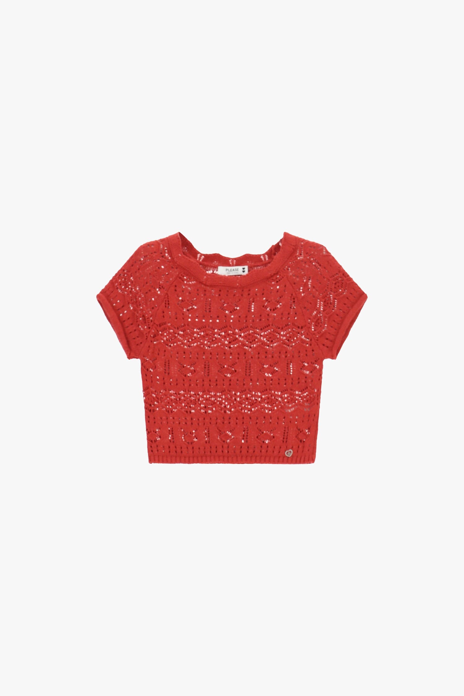 Short Perforated Top With Short Sleeves Please