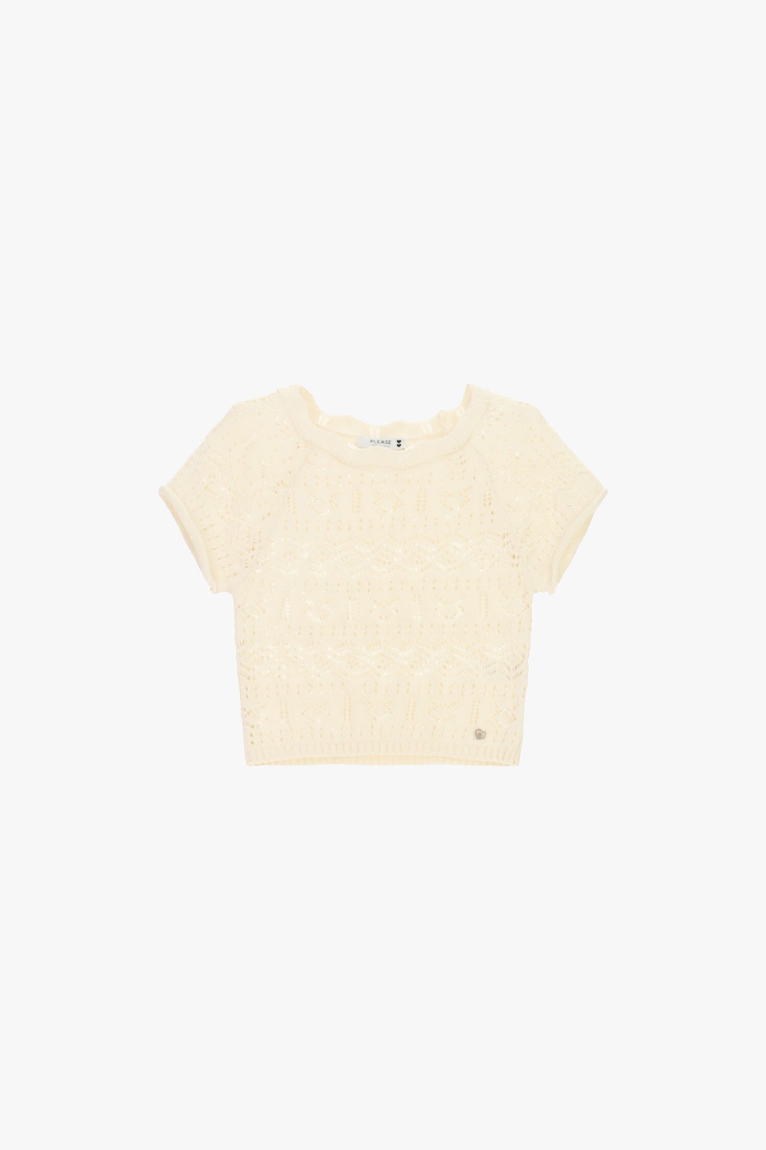 Short Perforated Top With Short Sleeves Please