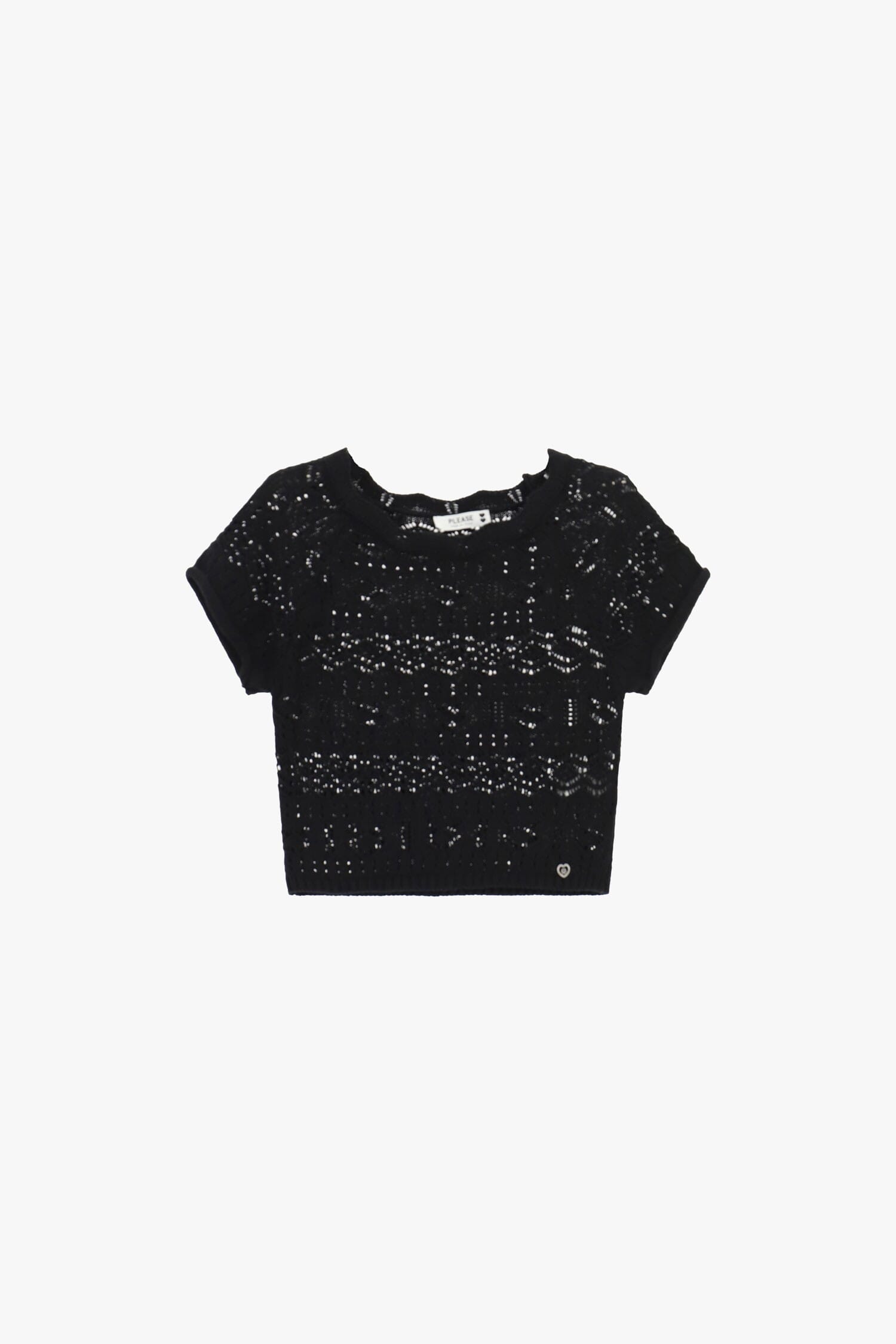 Short Perforated Top With Short Sleeves Please