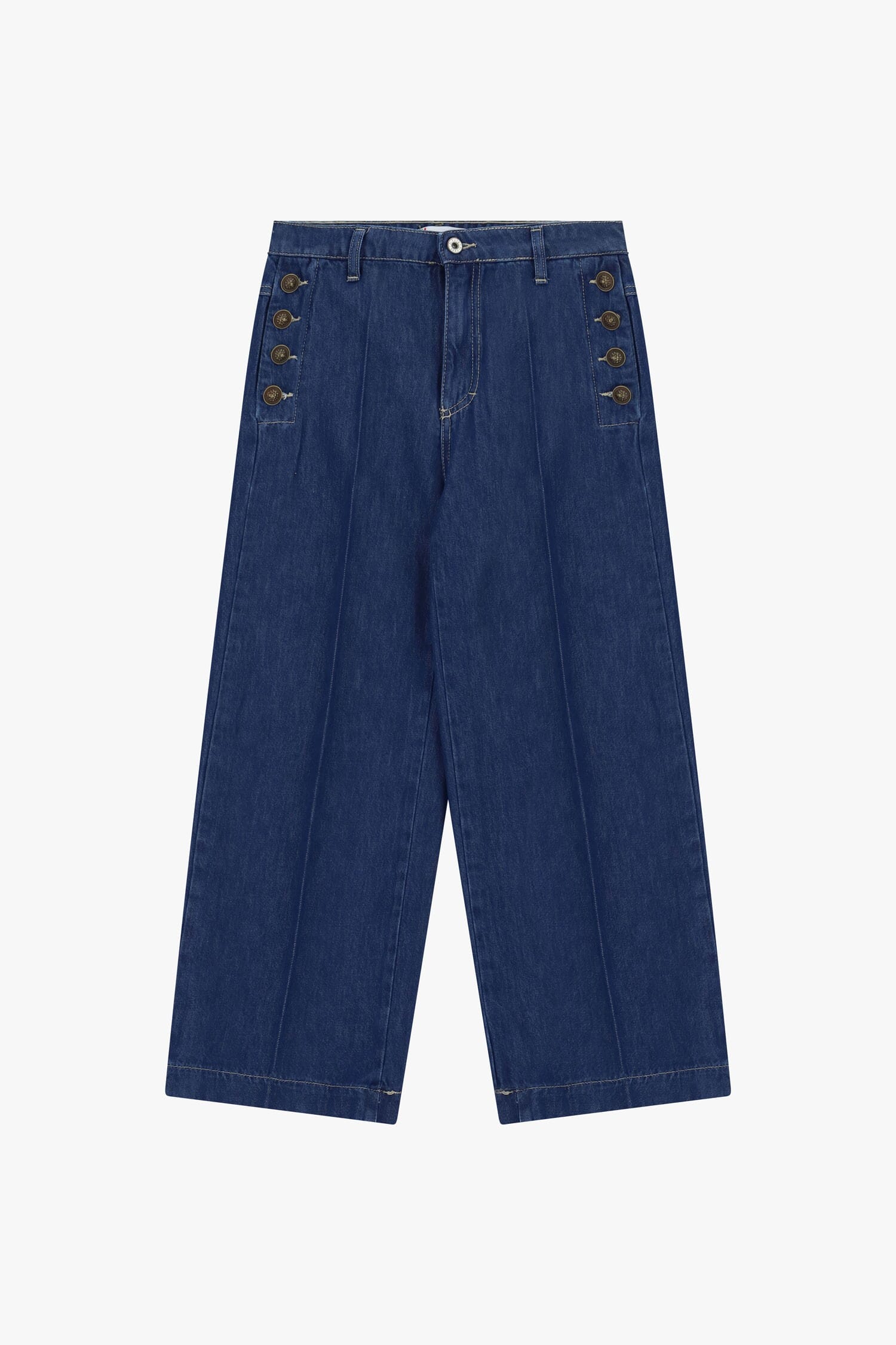 Jeans Gamba Ampia Con Bottoni Laterali Please