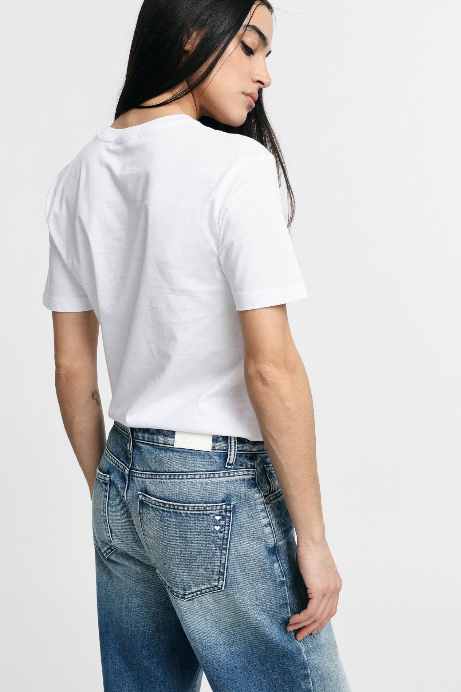 Front Print T-Shirt Regular-Fit Crew Neck Please