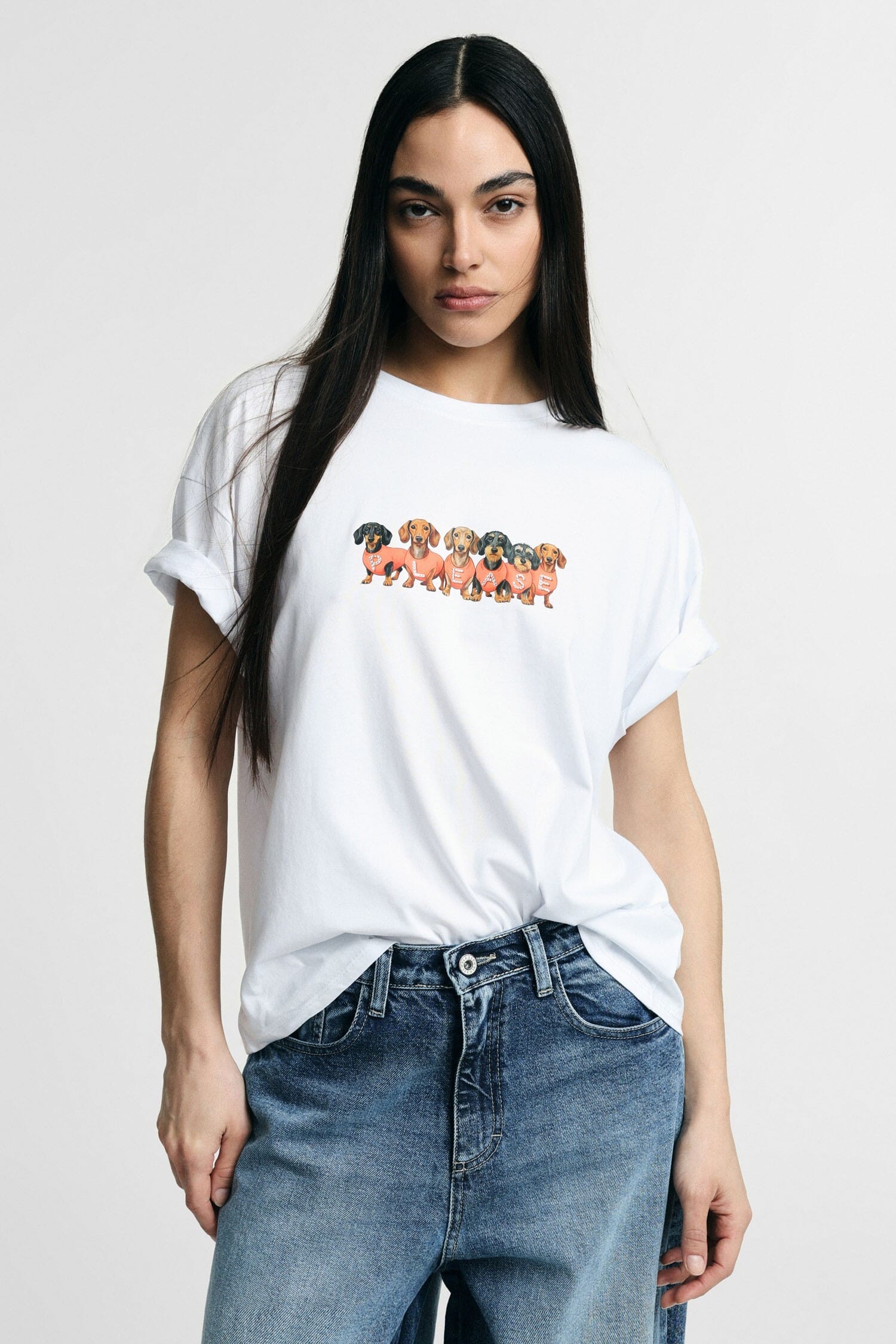 T-Shirt Dachshunds Print Fit Regular Crew Neck Please