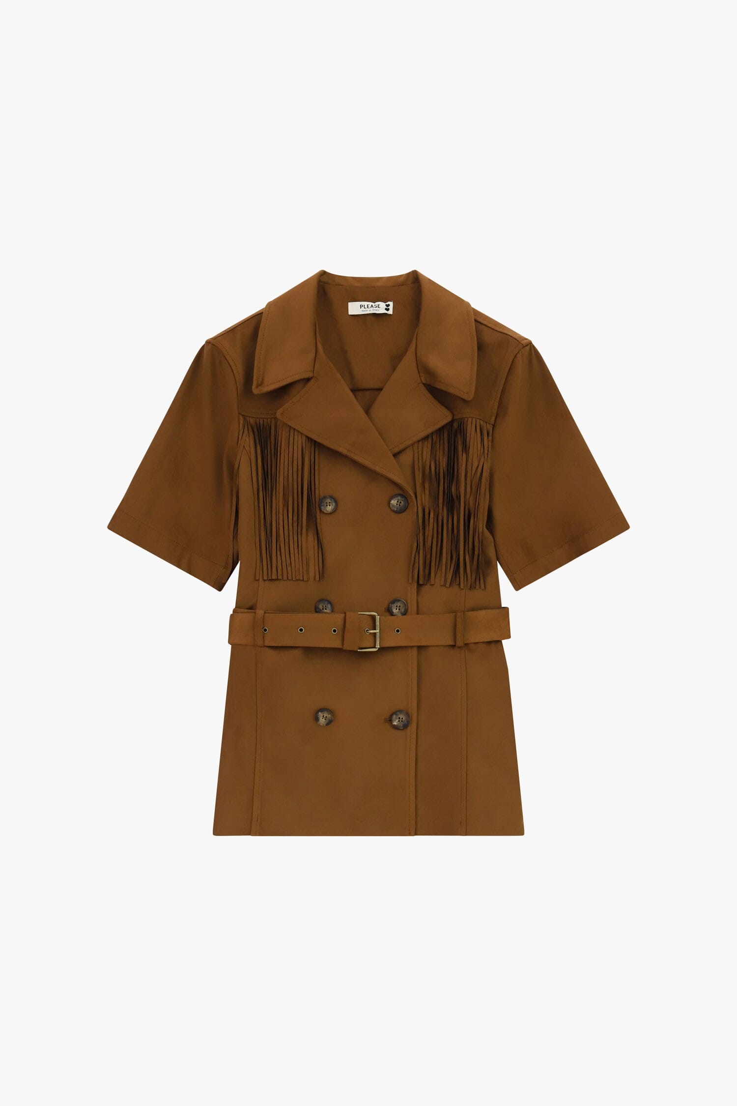 Giacca Camicia Doppiopetto Con Frange E Cintura Please