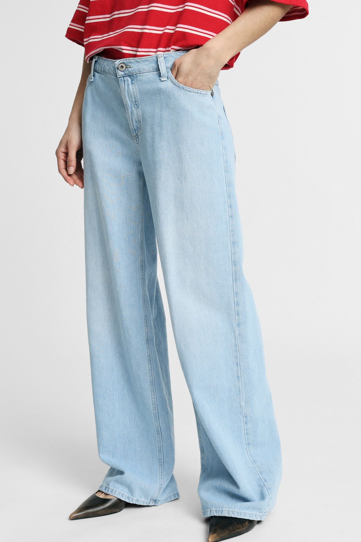 Jeans A Gamba Ampia Vita Alta Cinque Tasche Please