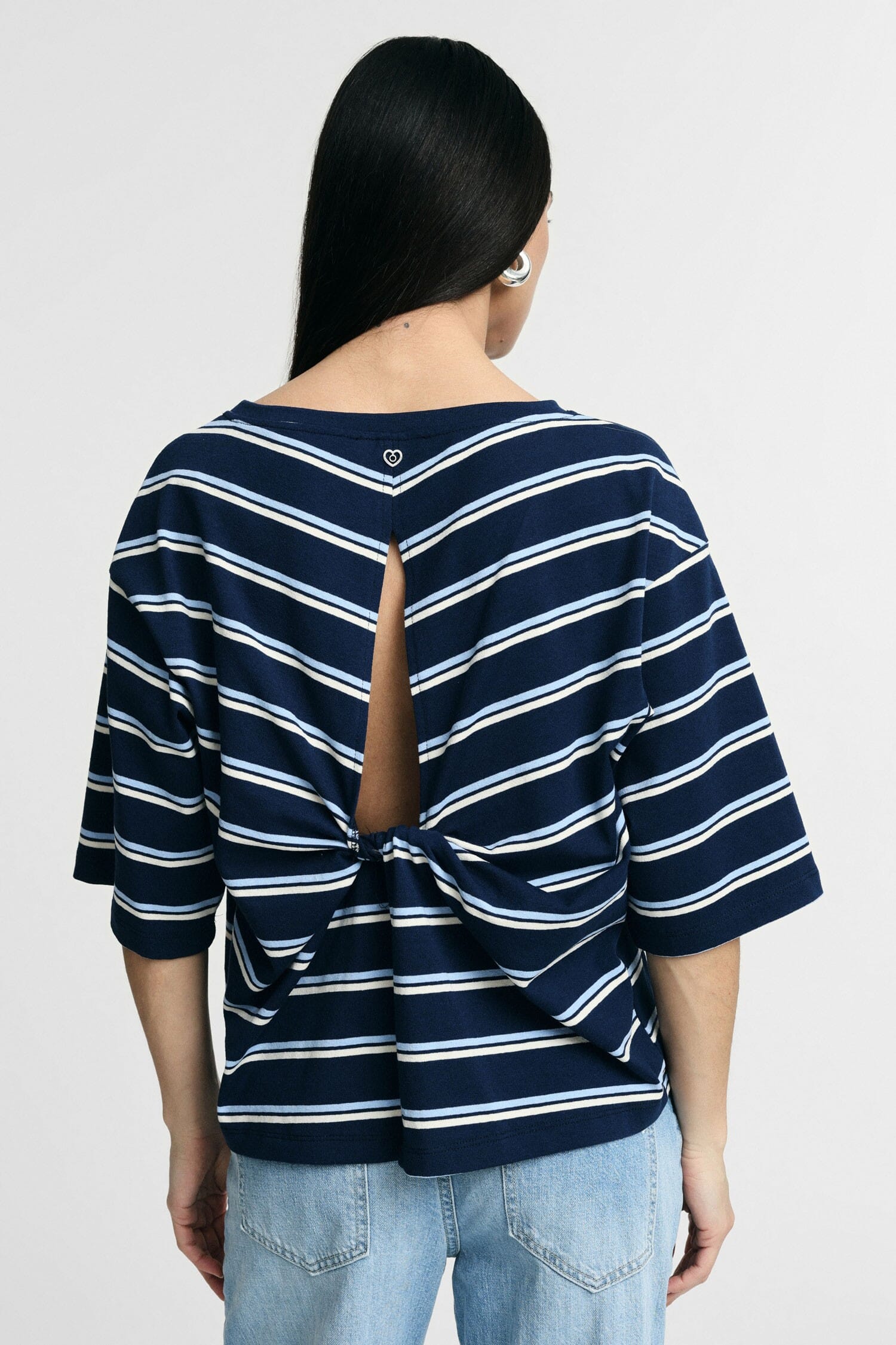 Boxy Fit Crew Neck Striped T-Shirt Please