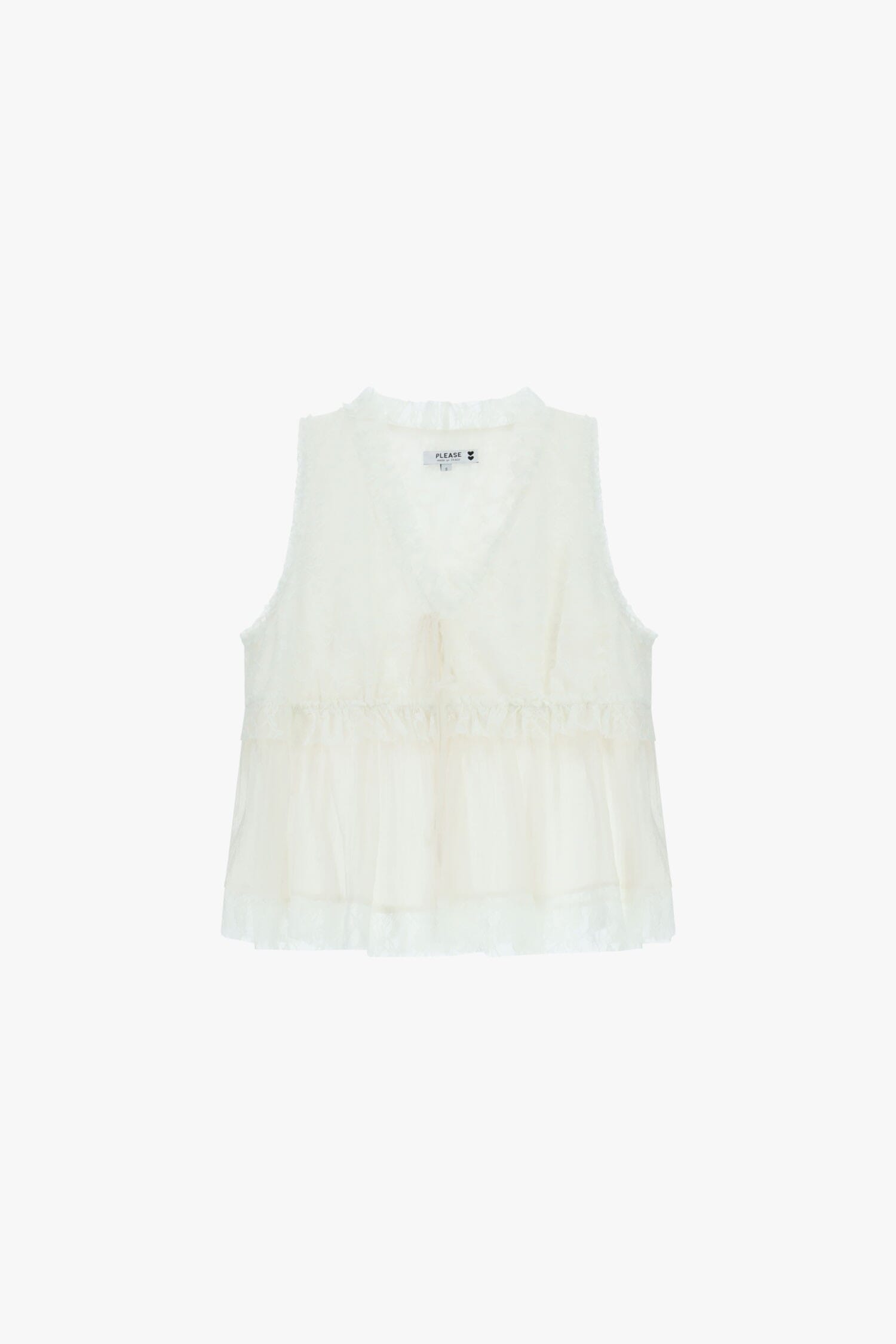 Sleeveless Top With Lace Detailing And Ruffle Please