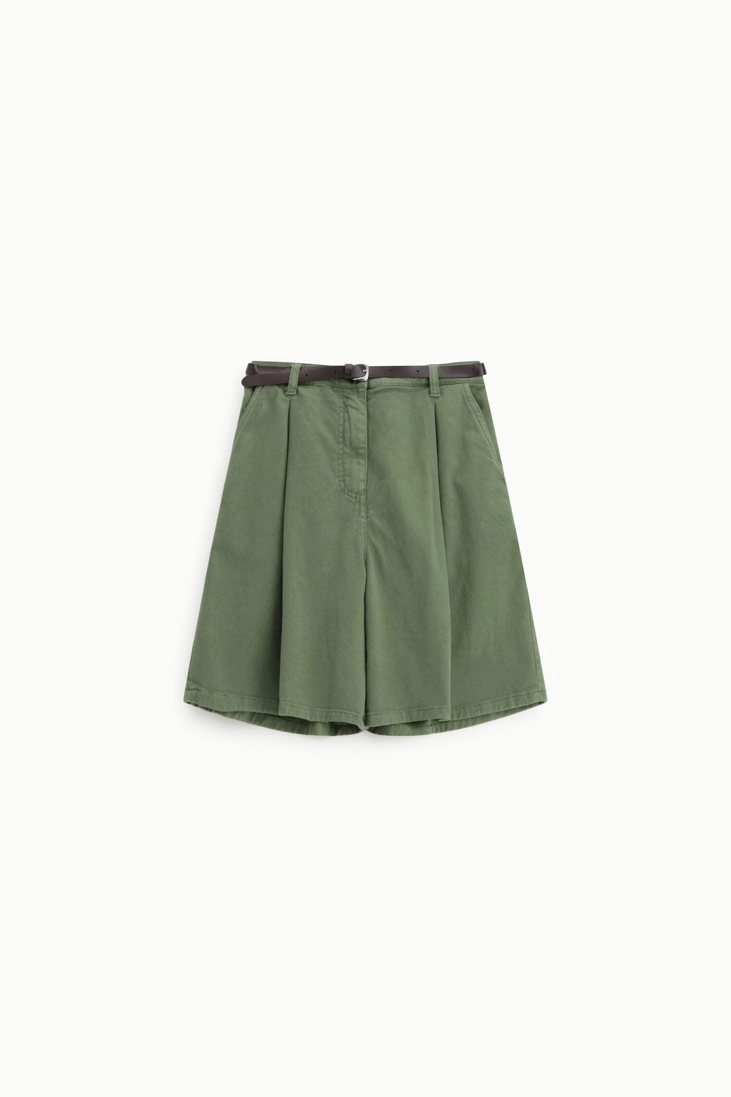 Regular-Fit Shorts With Pleats And Please Belt