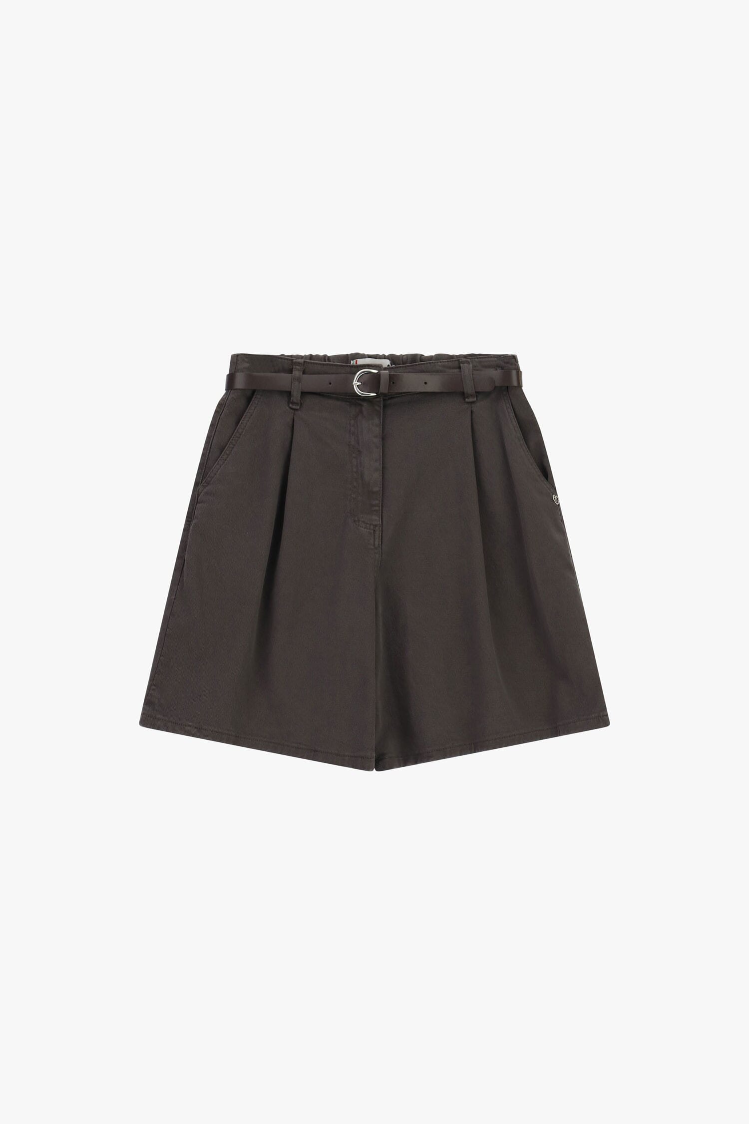 Regular-Fit Shorts With Pleats And Please Belt