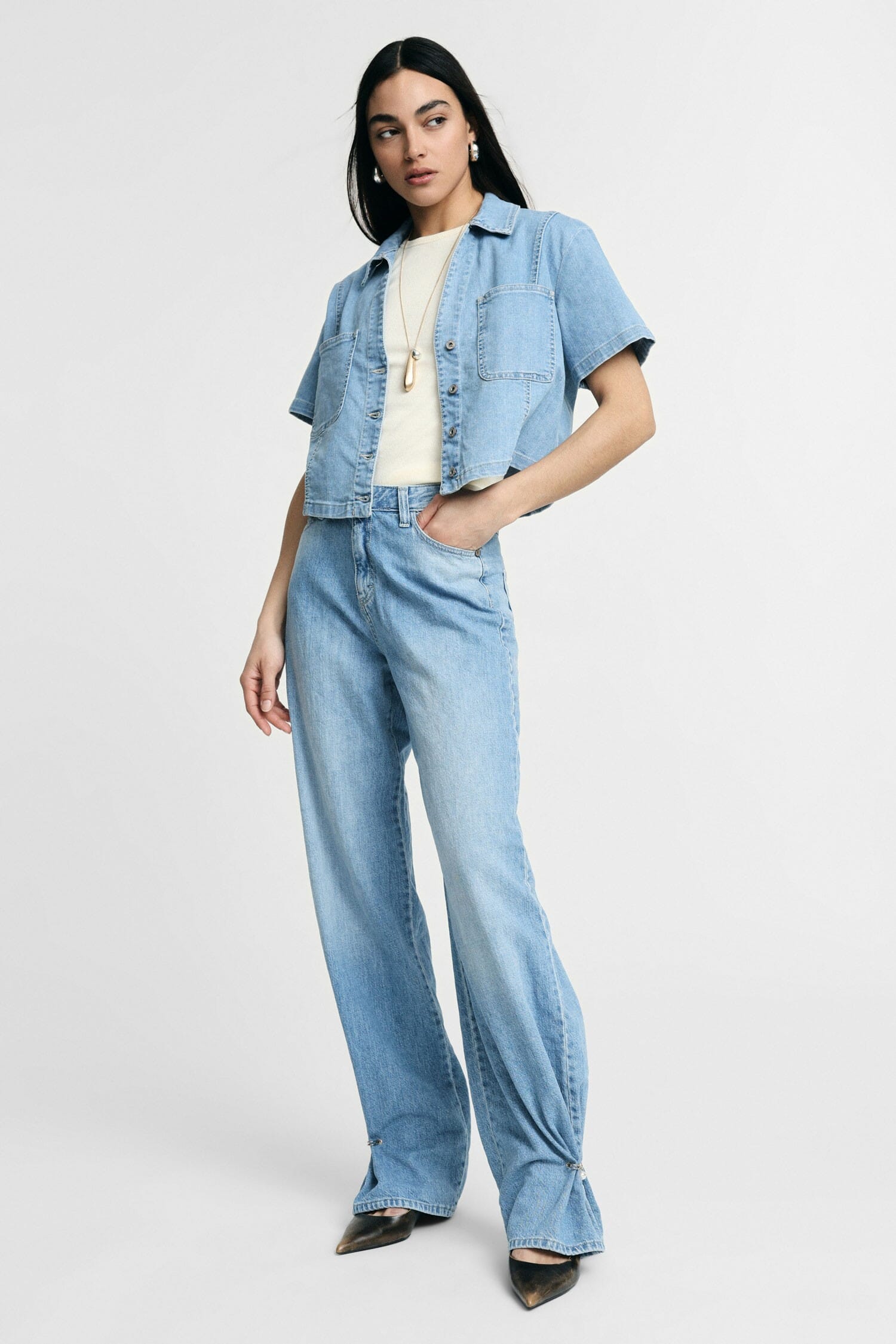 Jeans Straight Con Dettaglio Spille Please