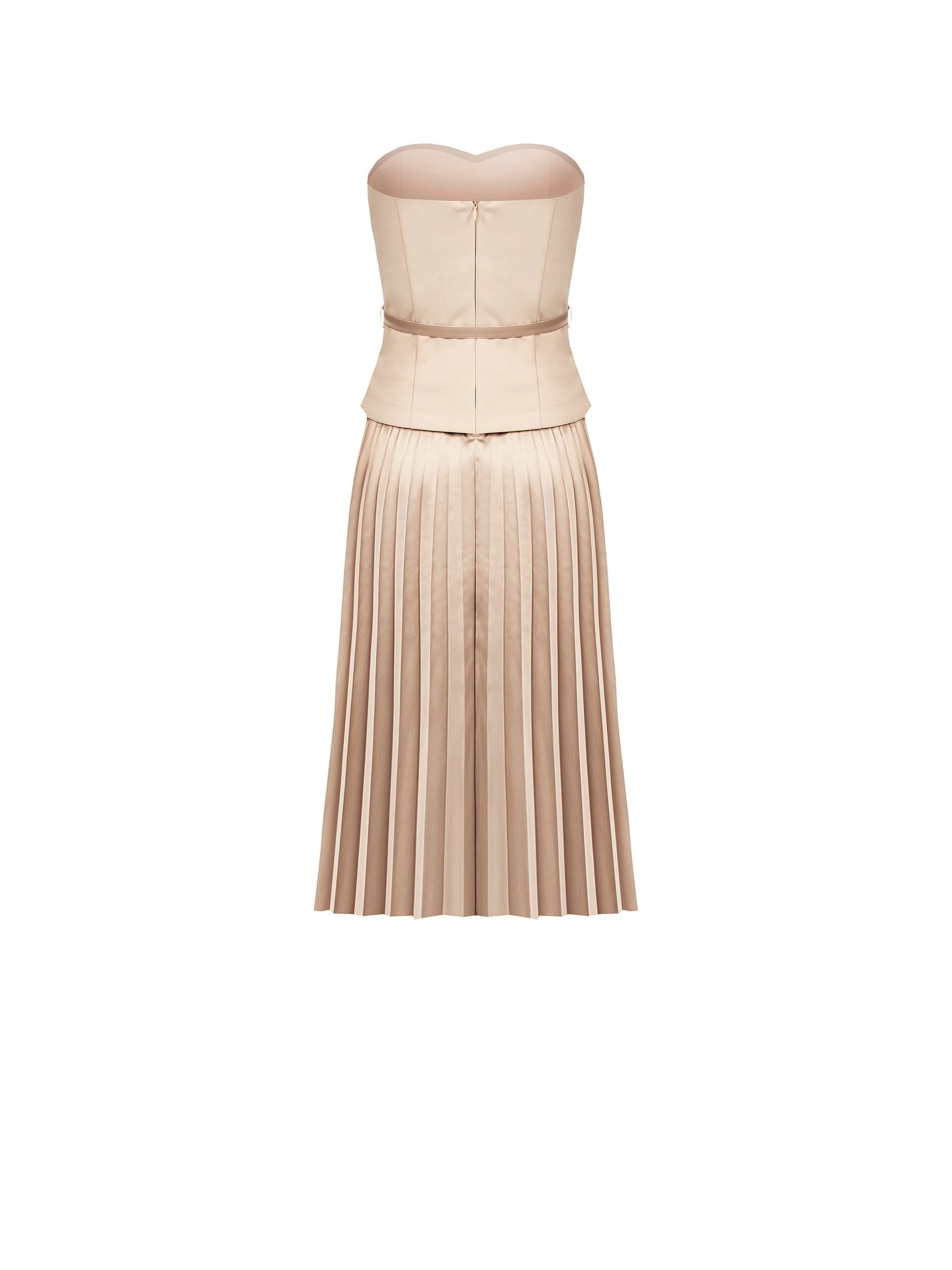2-Piece Pleated Satin Midi Dress With Scuba Crepe Rinascimento Top