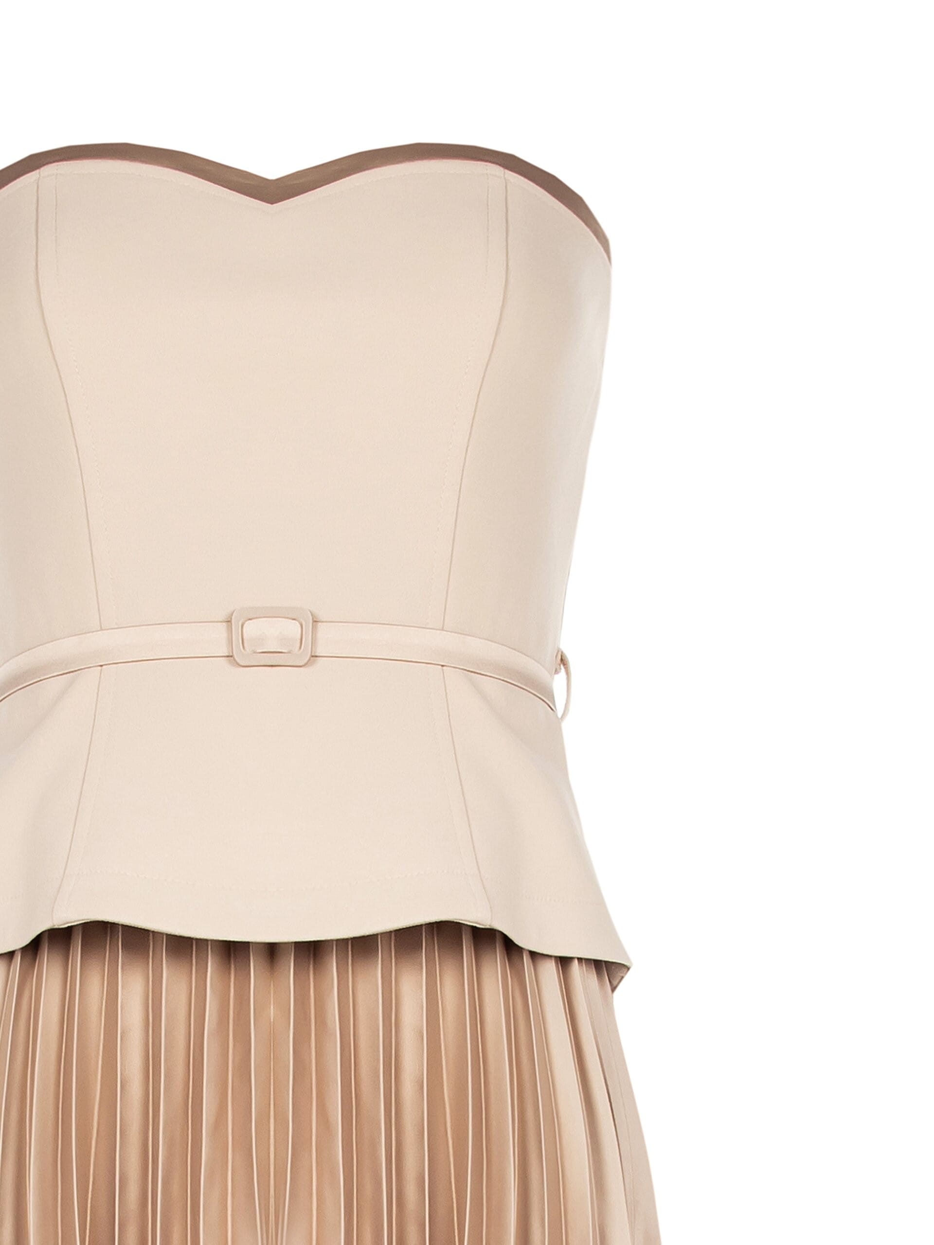 2-Piece Pleated Satin Midi Dress With Scuba Crepe Rinascimento Top