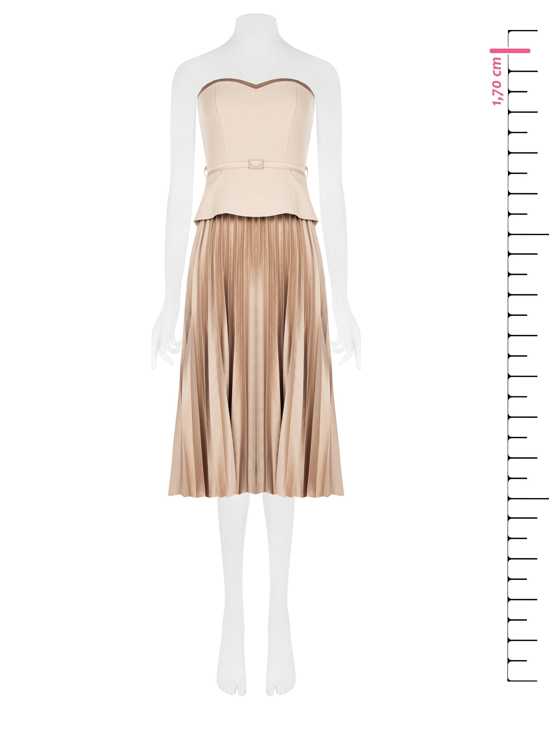 2-Piece Pleated Satin Midi Dress With Scuba Crepe Rinascimento Top