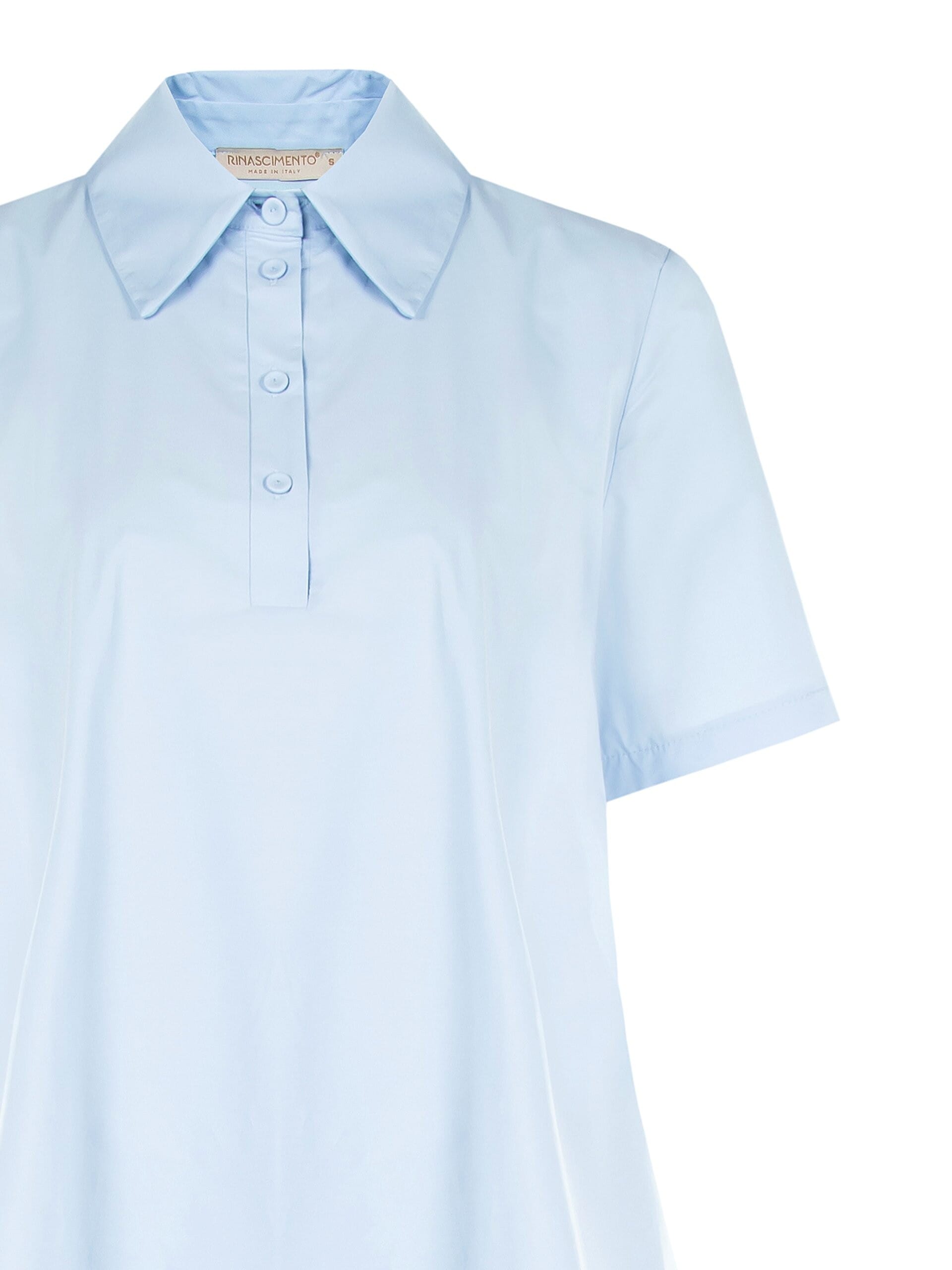 Abito Corto Camicia In Cotone A Palloncino Con Tasche Rinascimento