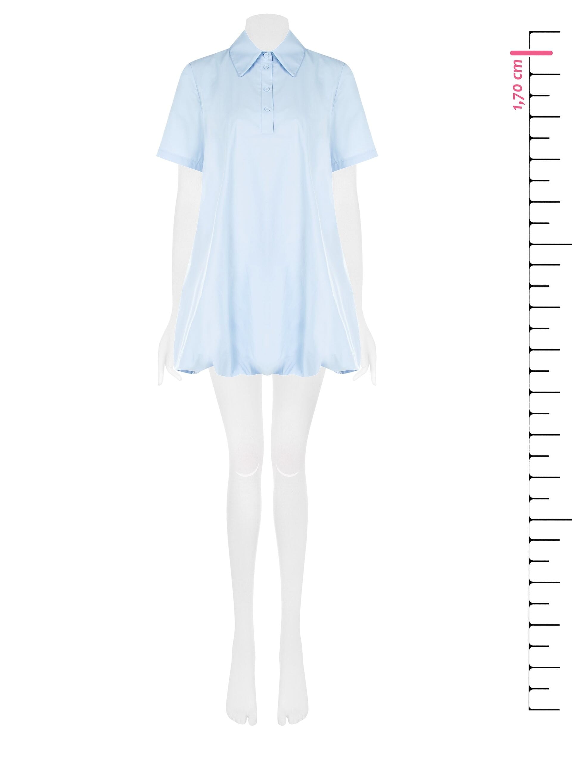 Abito Corto Camicia In Cotone A Palloncino Con Tasche Rinascimento