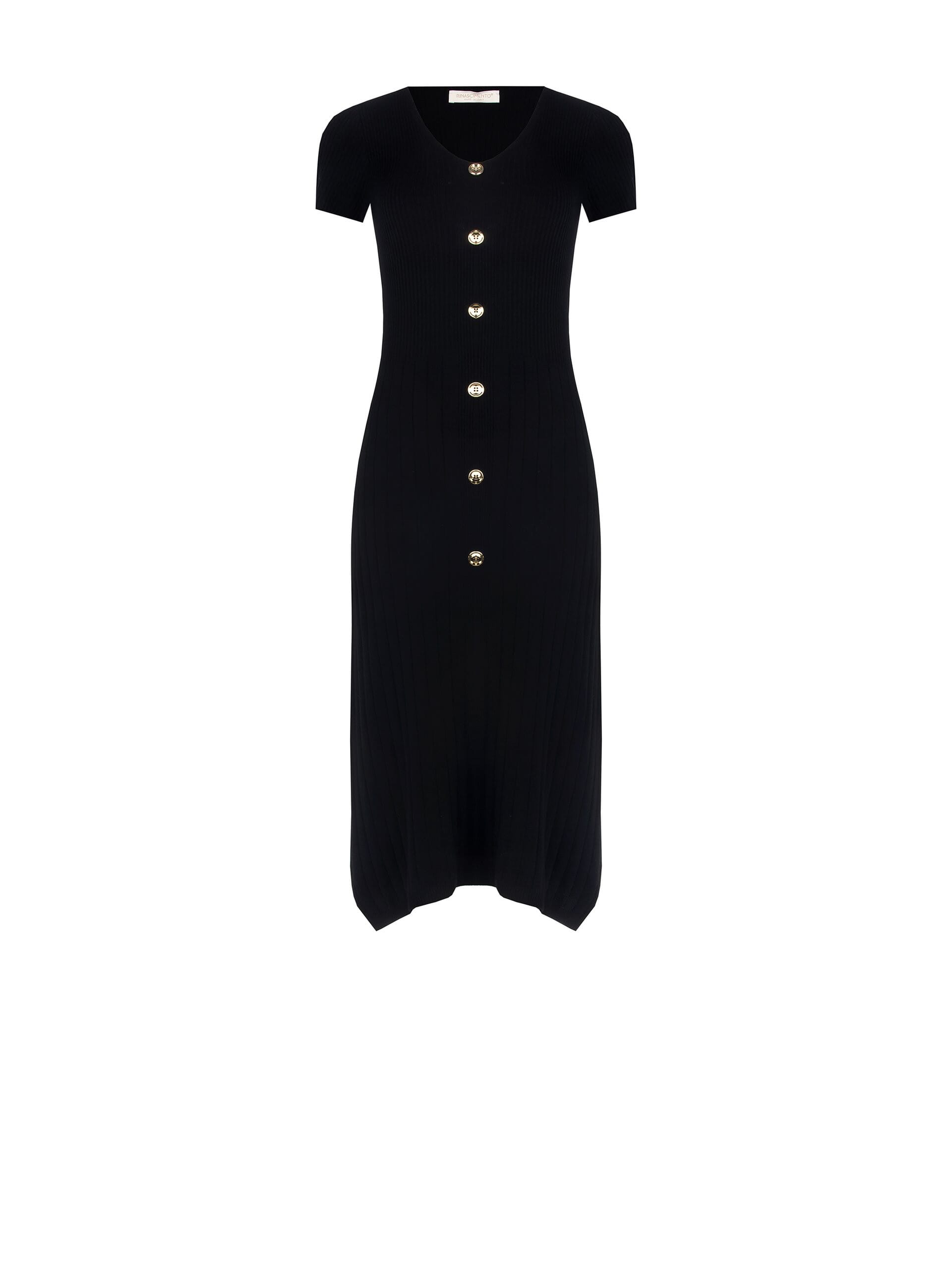 Abito A Tubino In Maglia A Coste Sottili E Larghe Verso Il Fondo Con Scollo A V Rinascimento