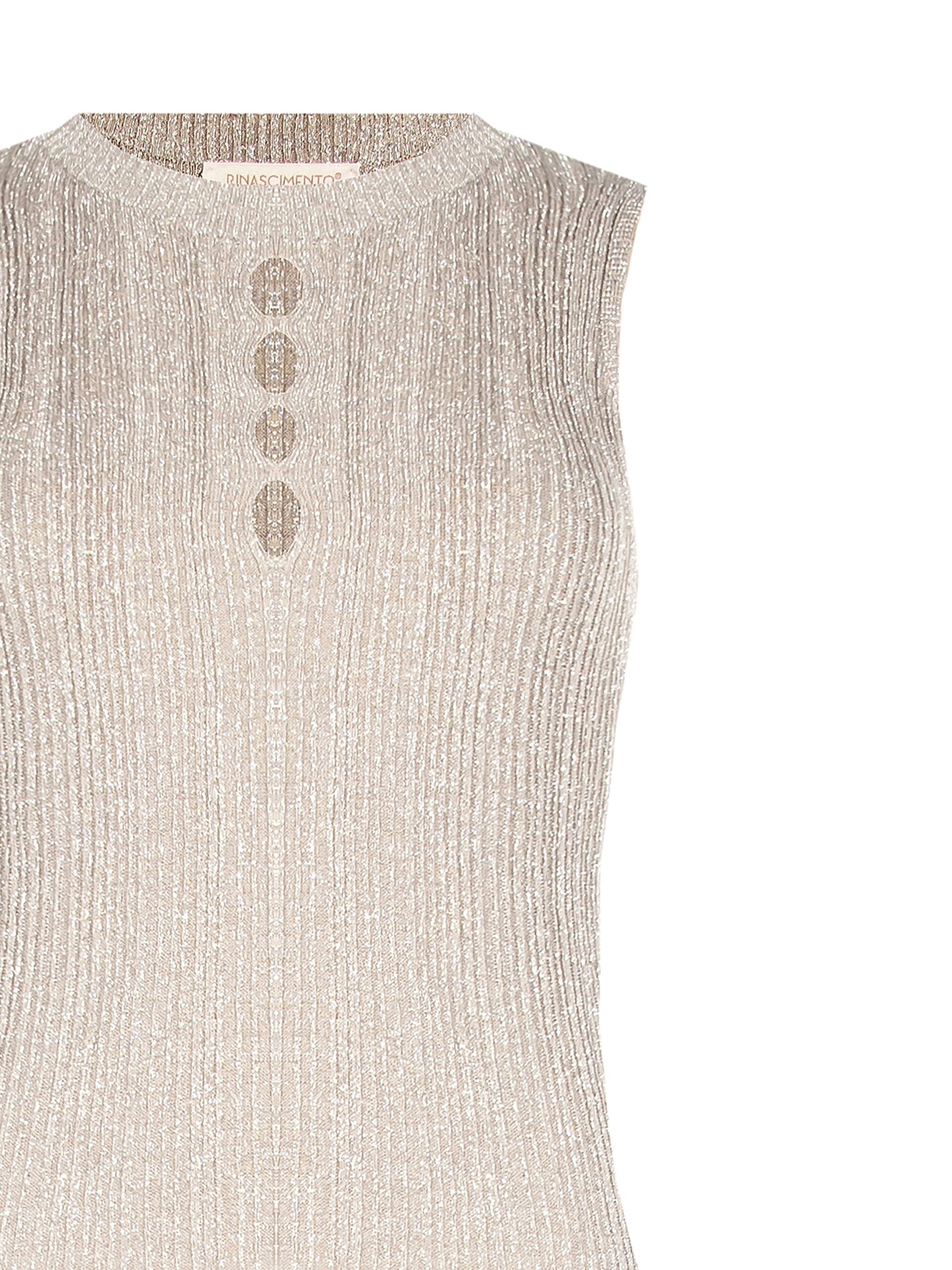 Robe fourreau en tricot côtelé avec fil Lurex et 4 découpes sous l'encolure Rinascimento