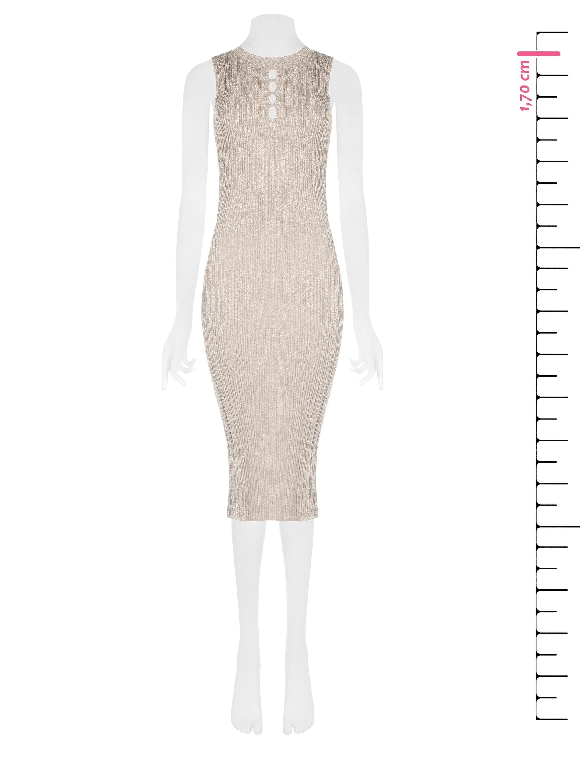 Robe fourreau en tricot côtelé avec fil Lurex et 4 découpes sous l'encolure Rinascimento