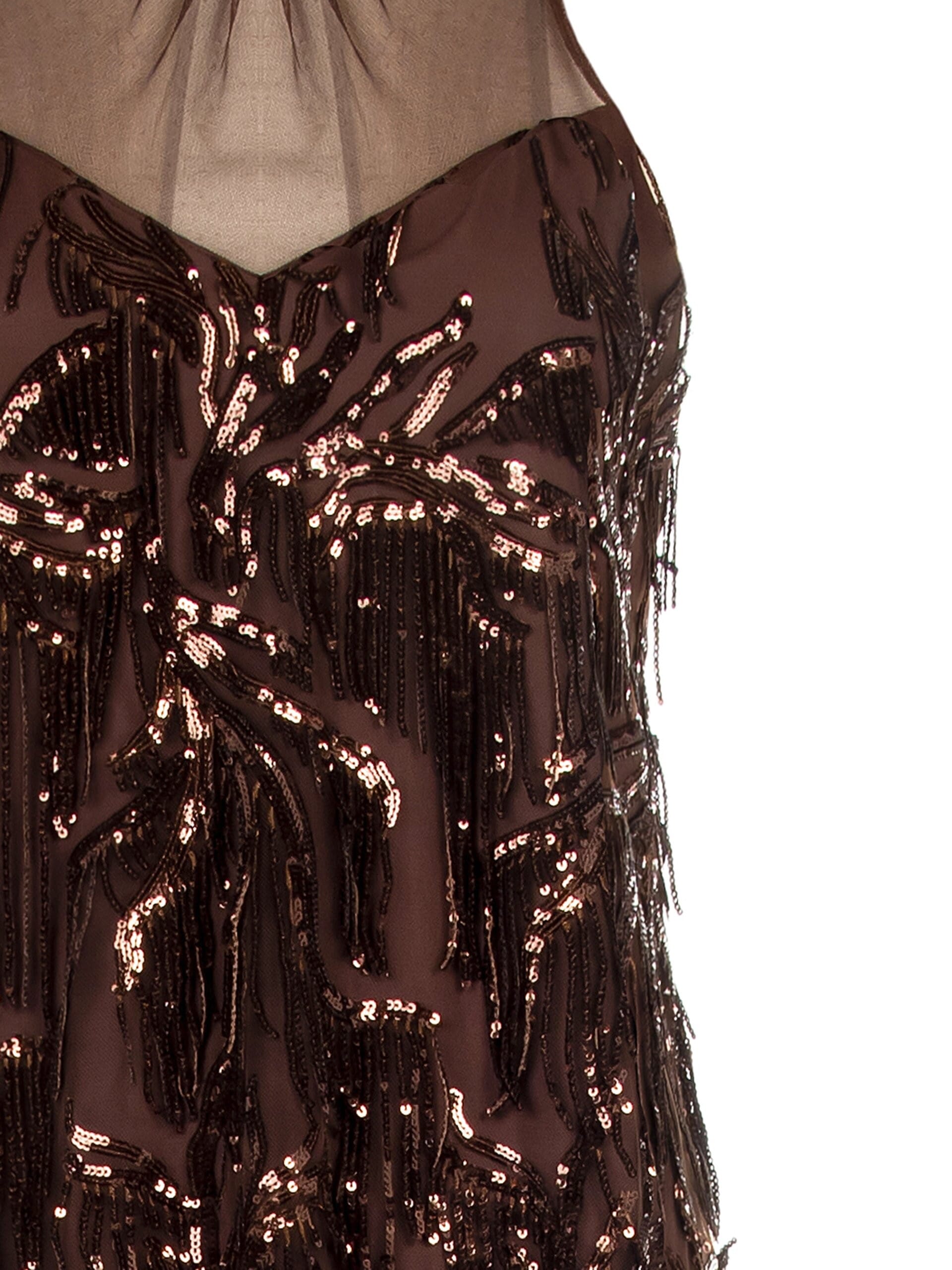 Abito Corto In Tulle Con Ricami E Frange Di Paillettes Rinascimento