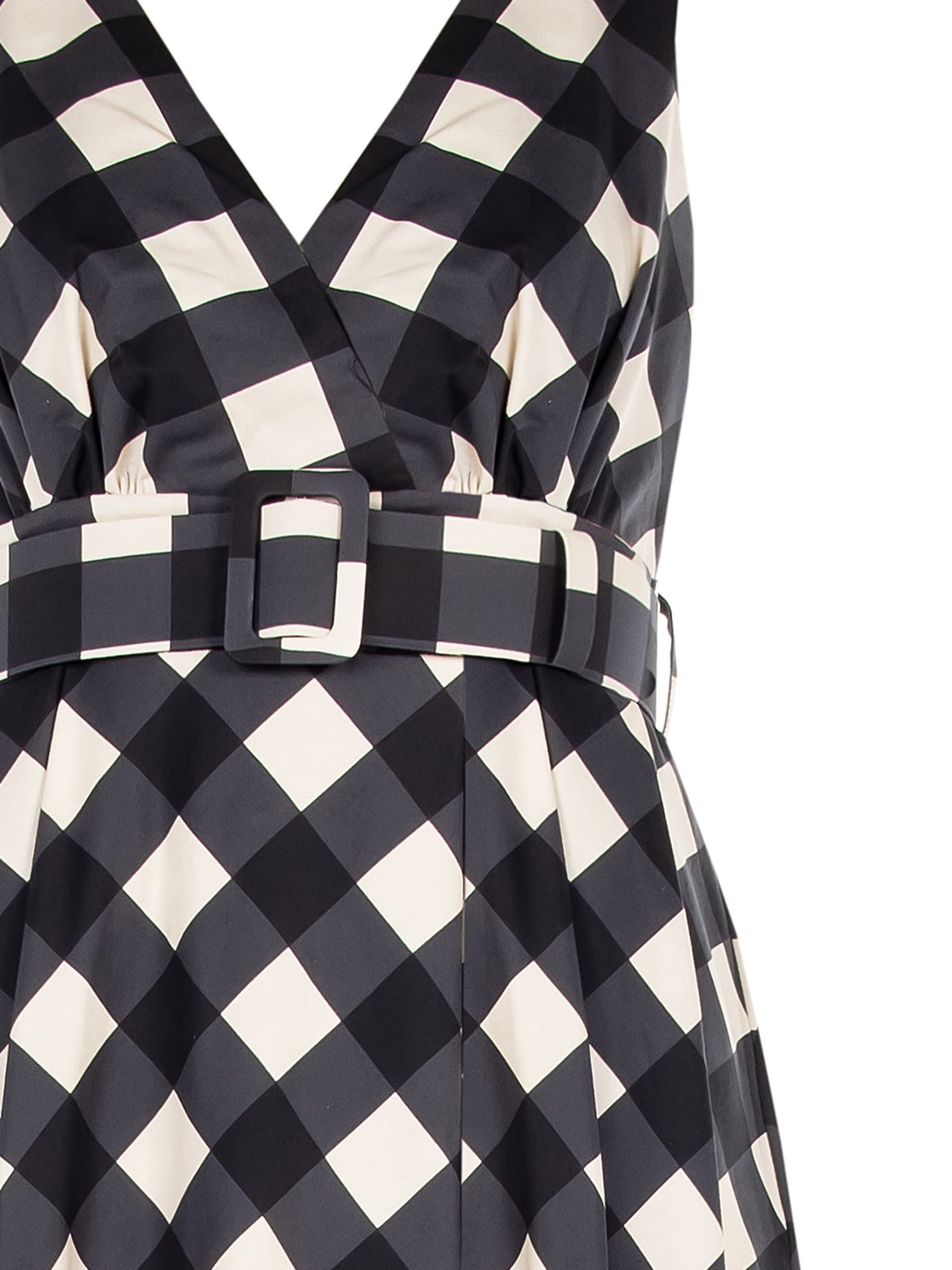 Abito Lungo A Ruota In Misto Cotone Con Scollo A V Incrociato E Cintura Rigida Coordinata Rinascimento