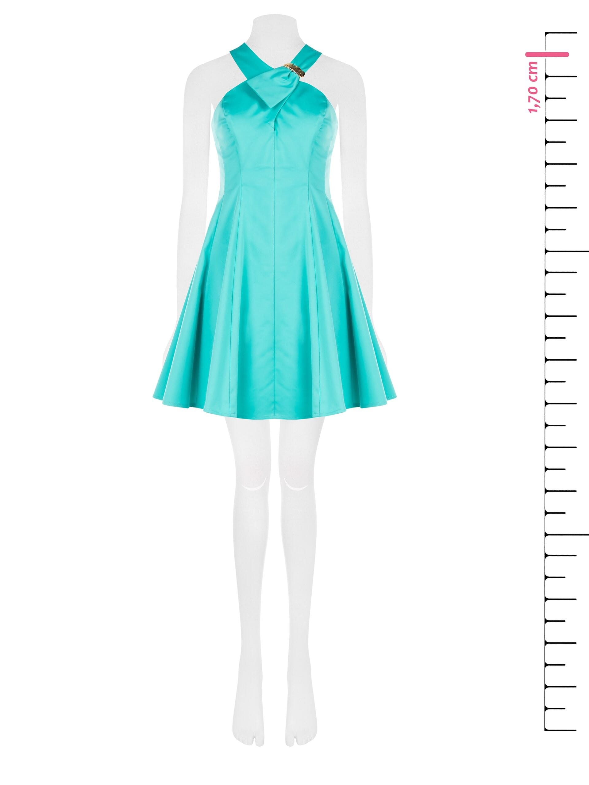 Abito Corto Sfiancato A Ruota In Misto Cotone Strutturato Con Fiocco E Dettaglio Gioiello Rinascimento