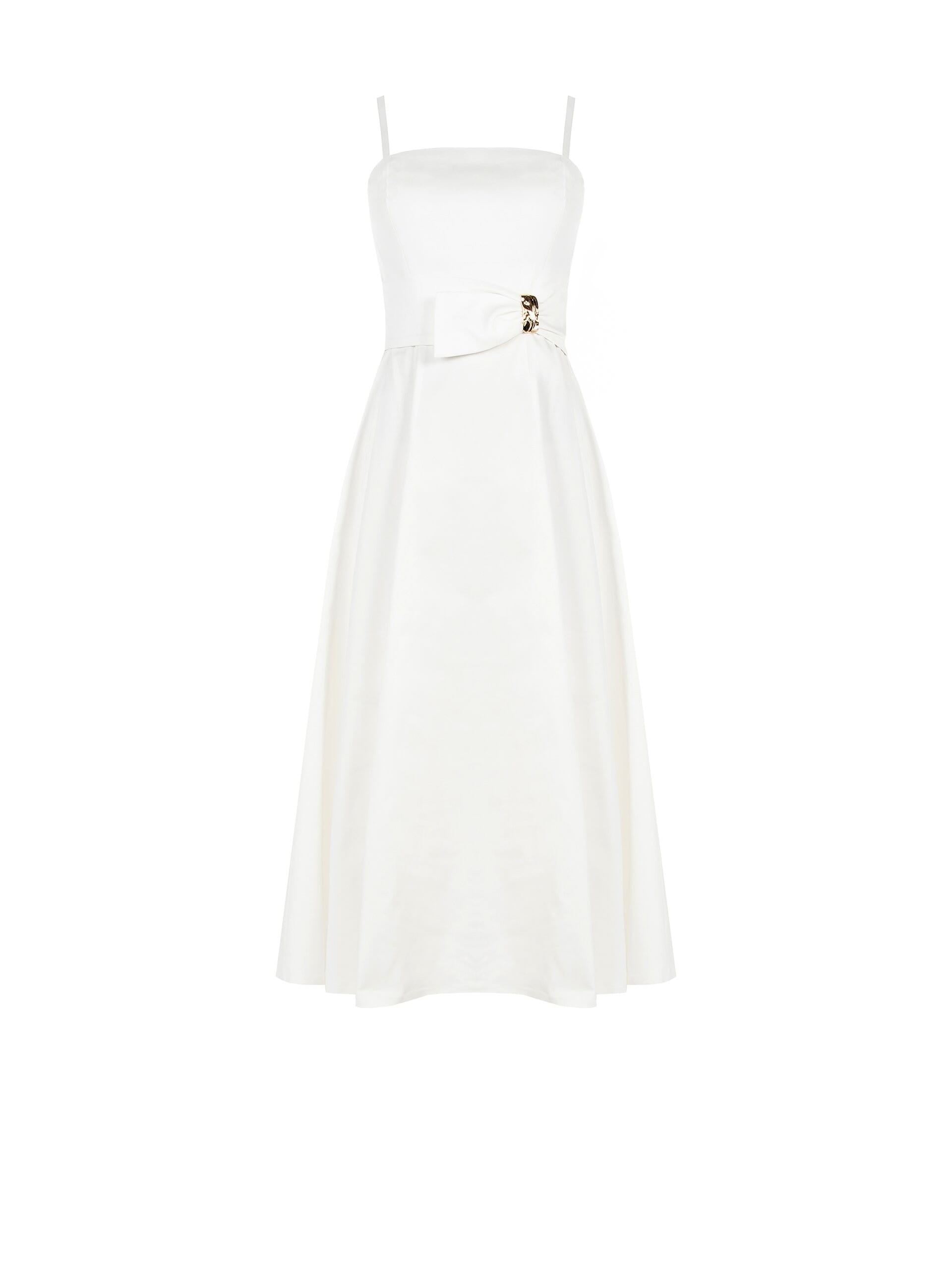 Robe midi structurée en coton mélangé avec nœud papillon et bijou Rinascimento