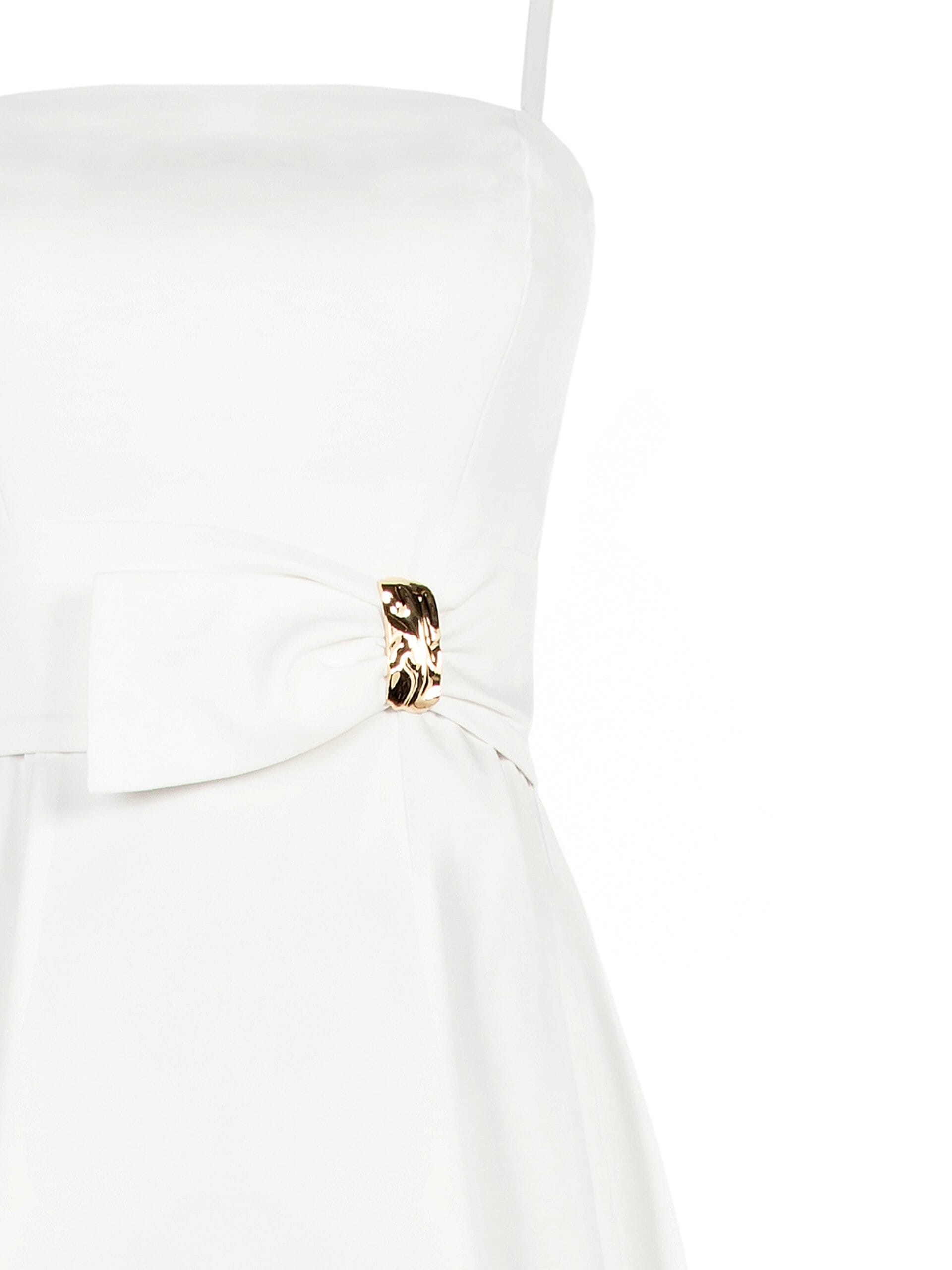 Robe midi structurée en coton mélangé avec nœud papillon et bijou Rinascimento