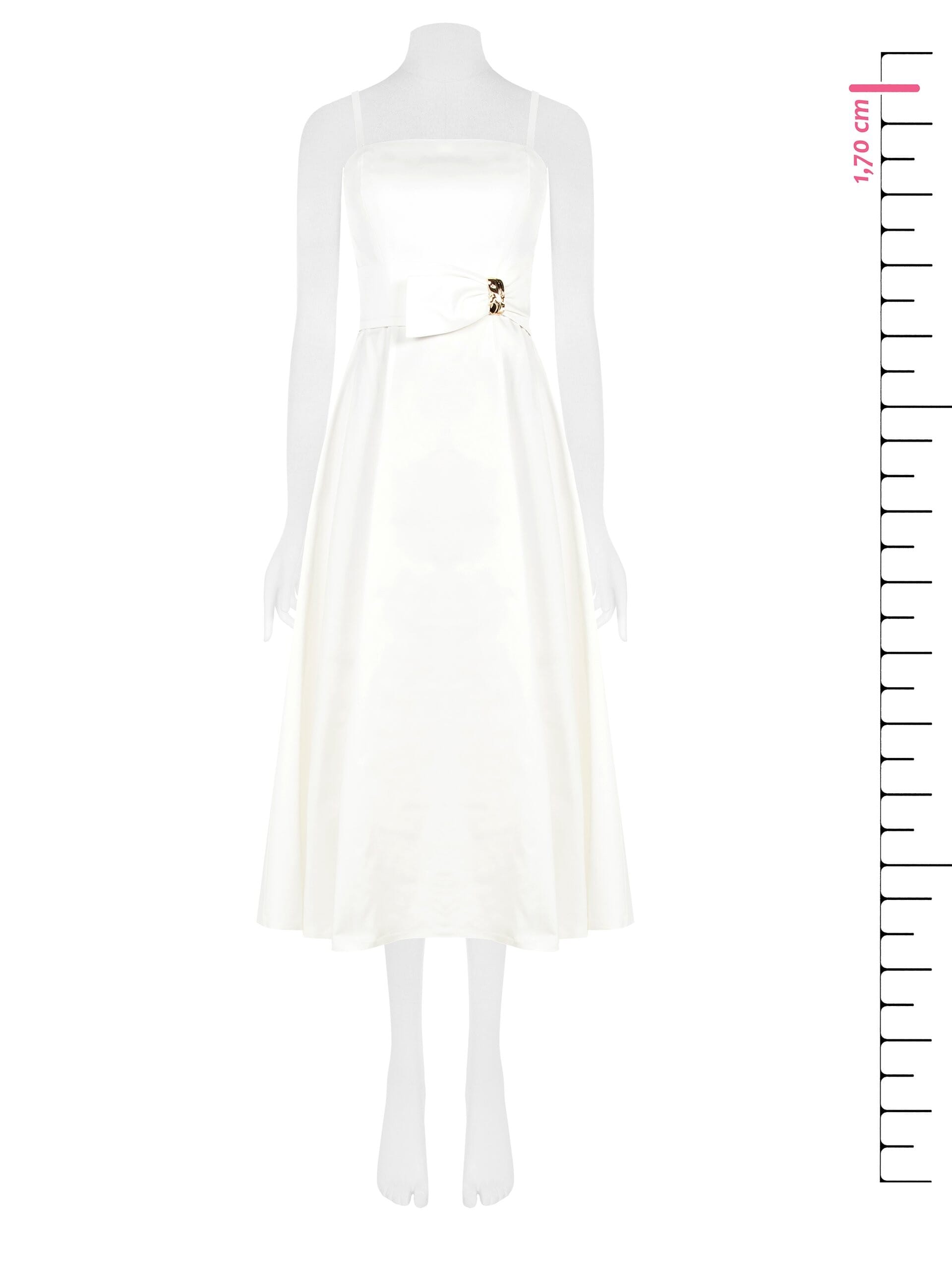 Robe midi structurée en coton mélangé avec nœud papillon et bijou Rinascimento