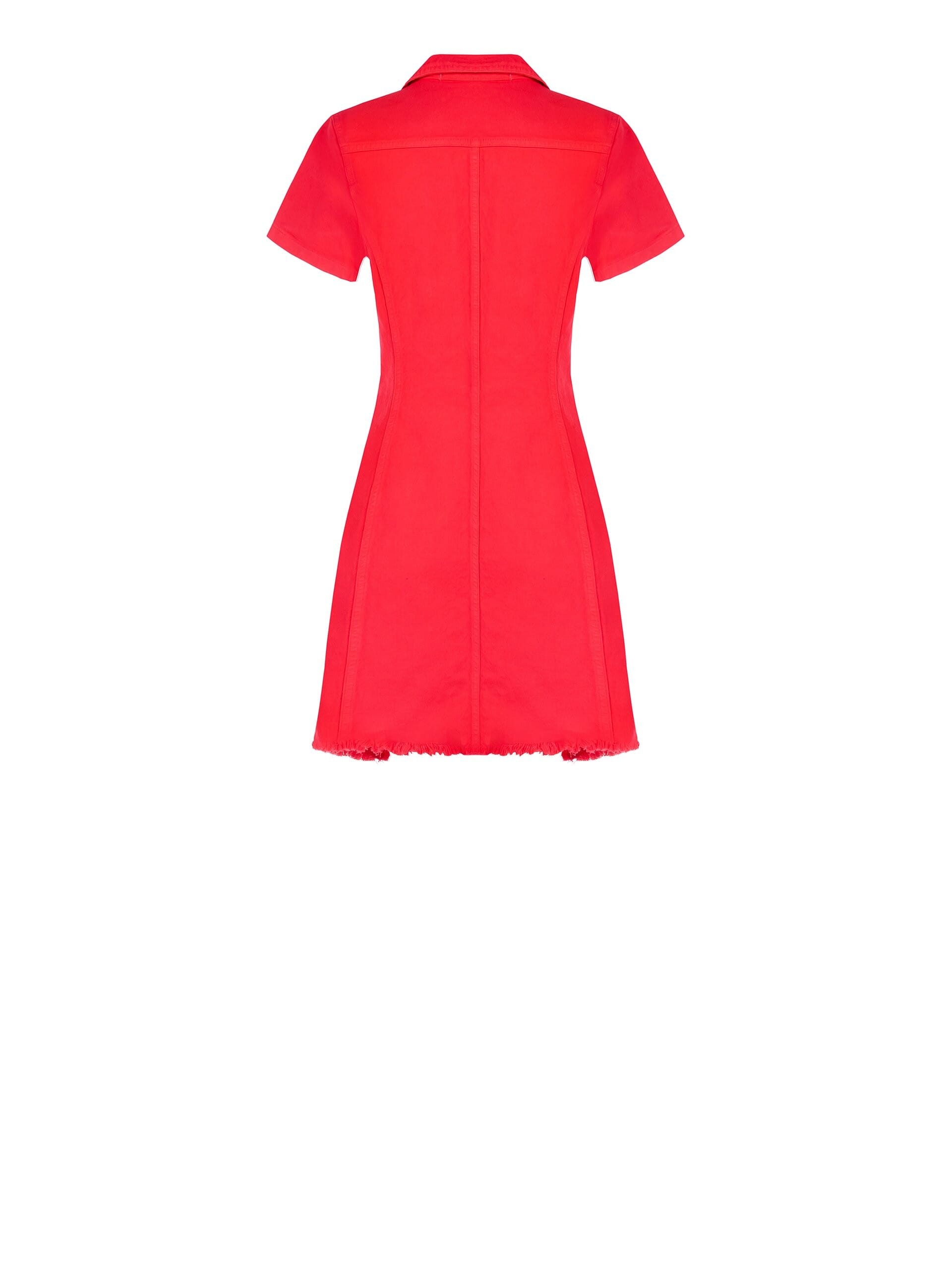 Rinascimento - Robe courte en denim extensible avec bas effiloché