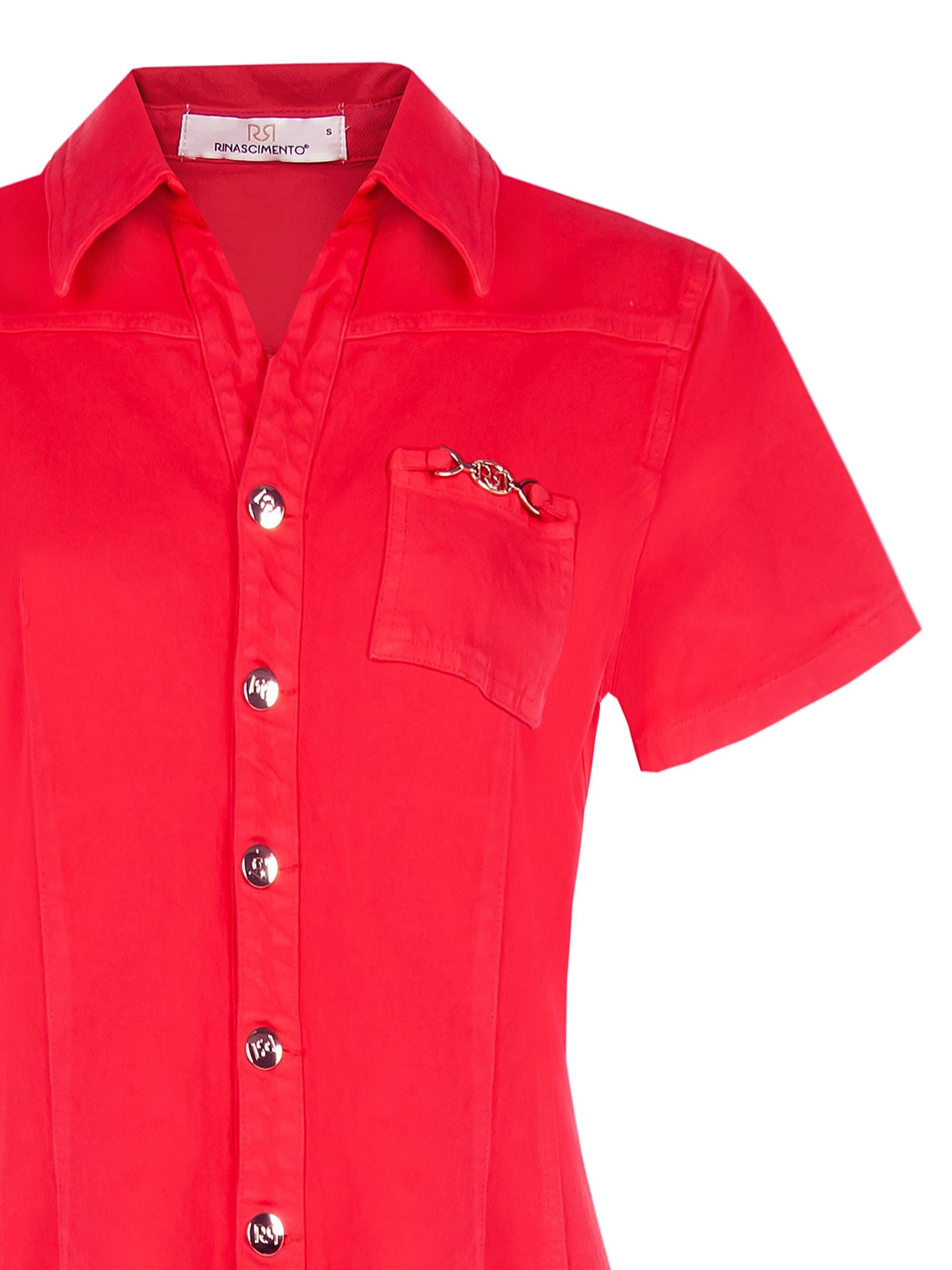 Rinascimento - Robe courte en denim extensible avec bas effiloché