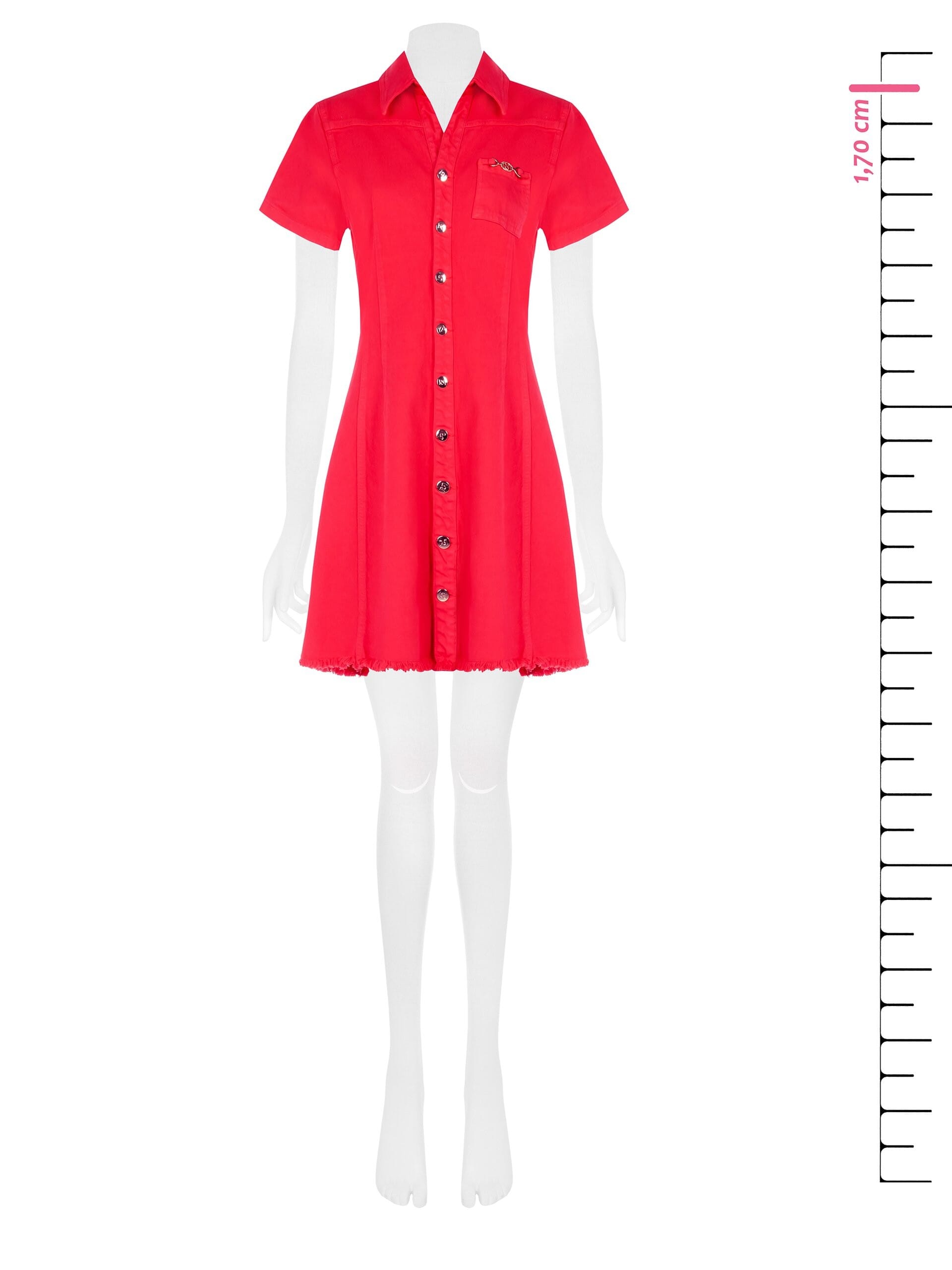 Rinascimento - Robe courte en denim extensible avec bas effiloché