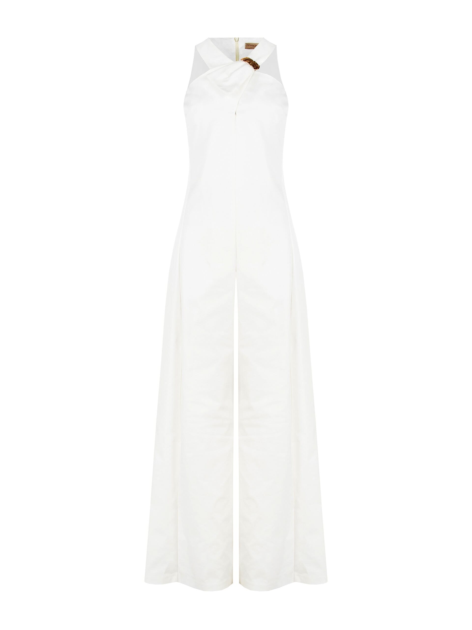 Combinaison palazzo une pièce en coton structuré avec nœud papillon et bijoux Rinascimento