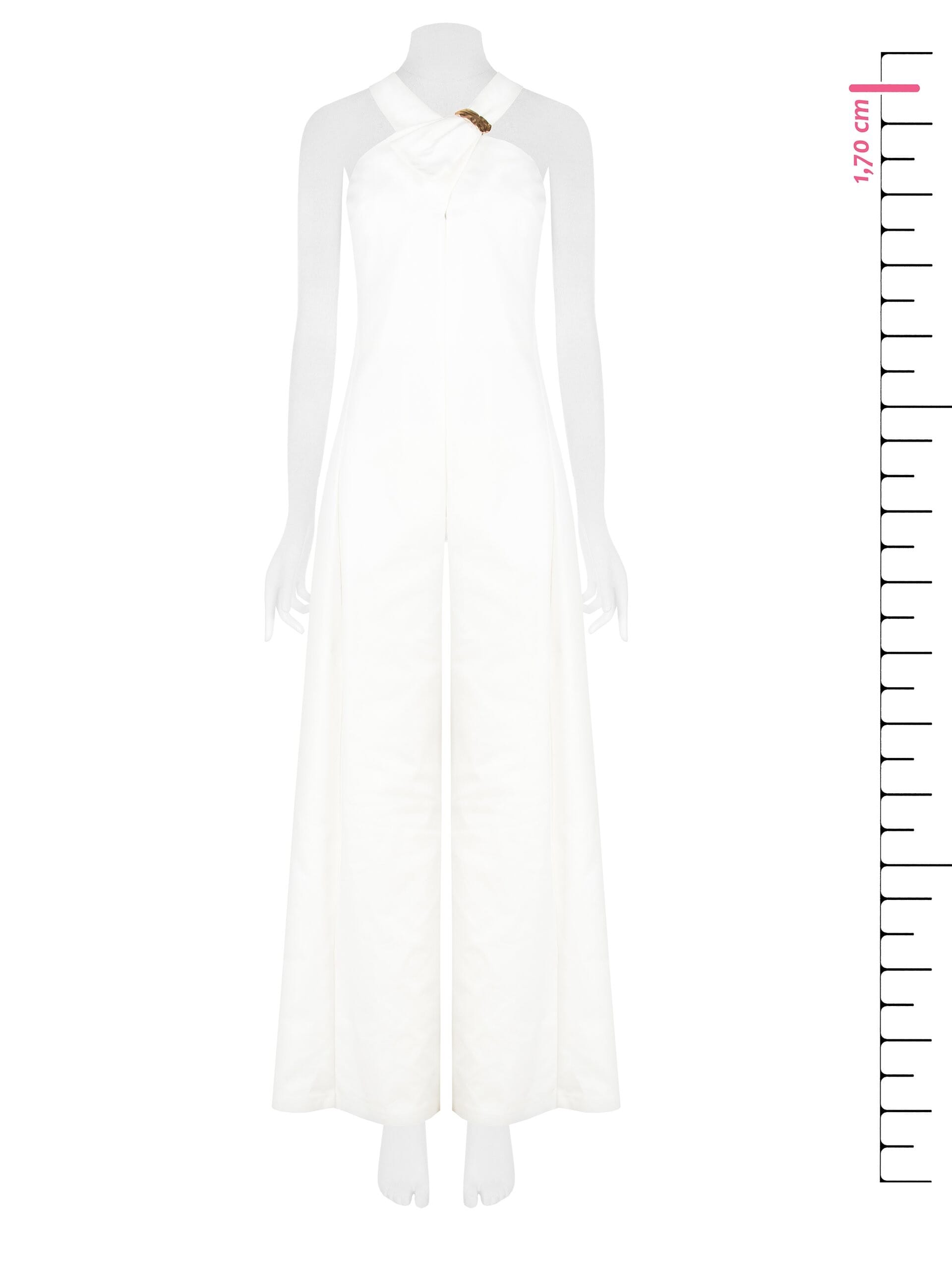 Combinaison palazzo une pièce en coton structuré avec nœud papillon et bijoux Rinascimento