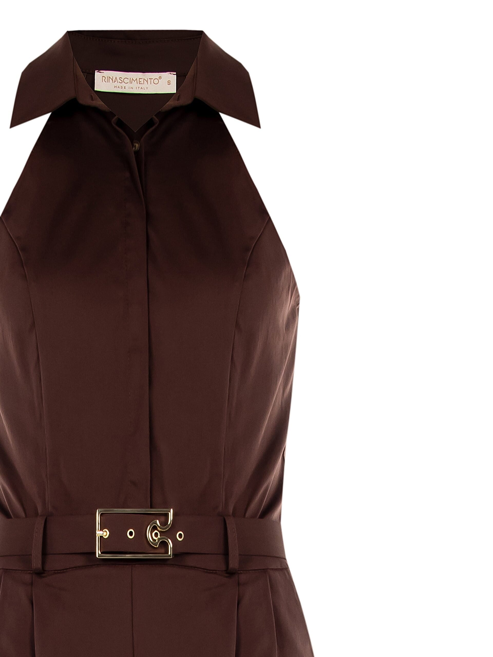 Pantalon-culotte plissé en coton mélangé extensible avec ceinture à logo rigide Rinascimento
